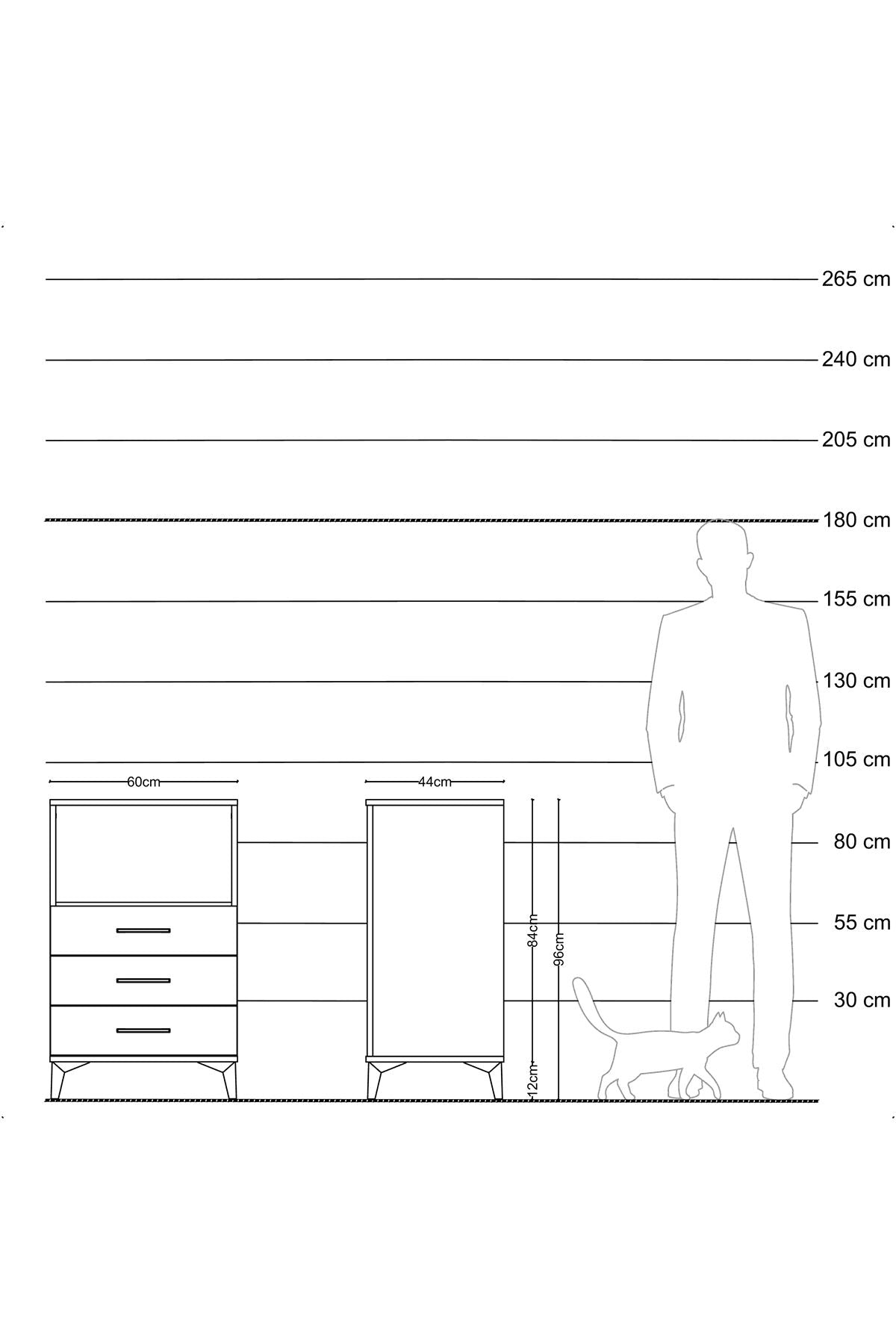 Hyperion Komodin Tek Raflı 3 Çekmeceli 60x44x96 - S47M005V2B