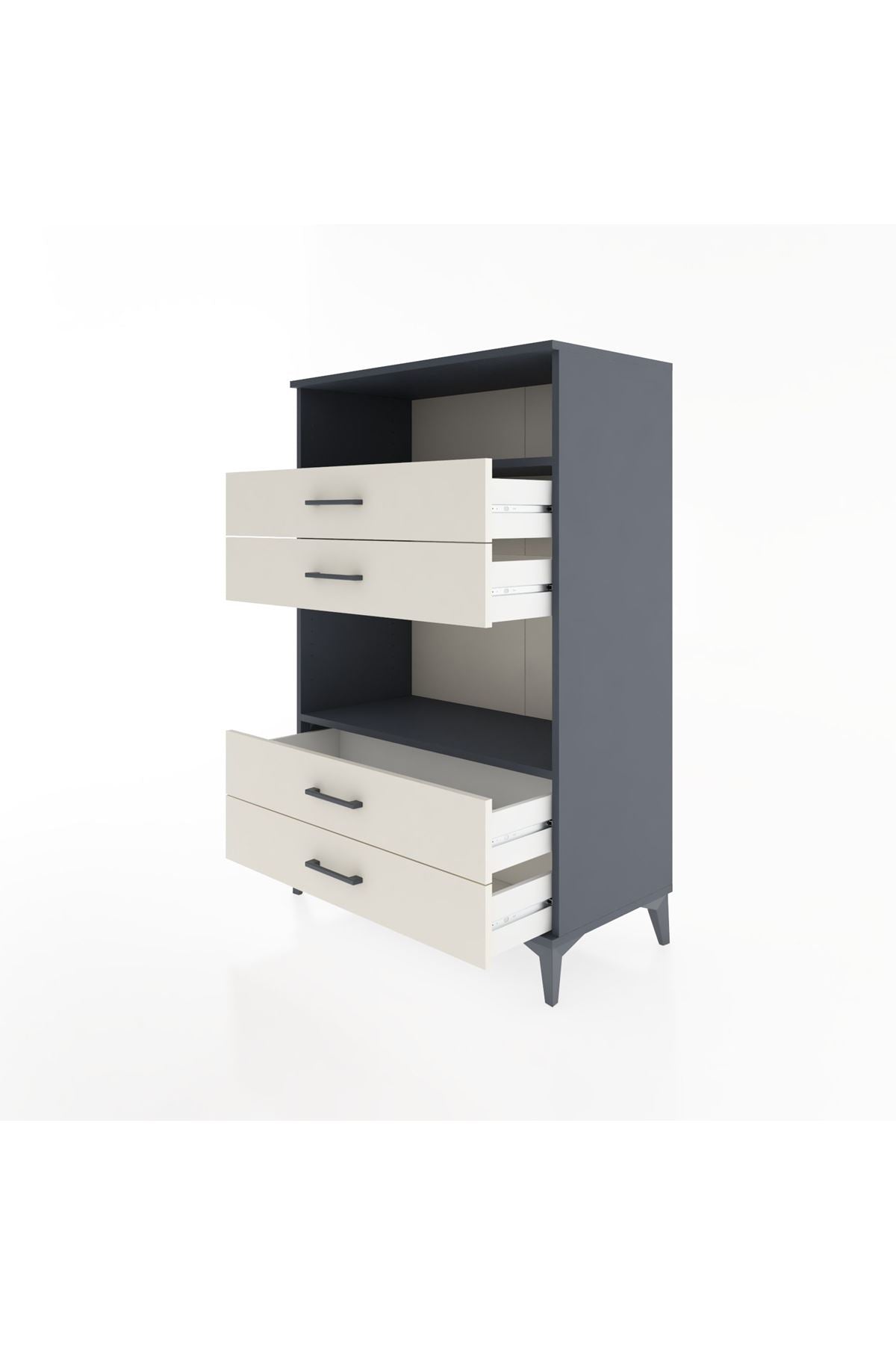 Hyperion Dolap 2 Raflı 4 Çekmeceli 88x44x134 - S51M130V4B