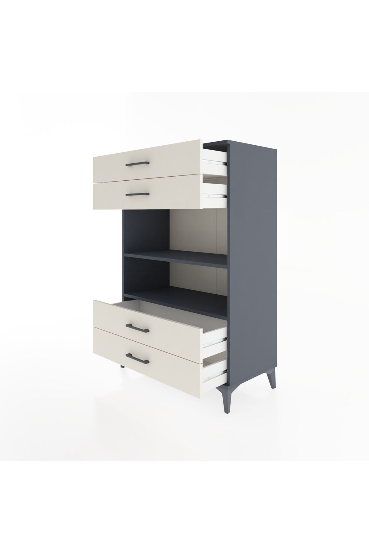 Hyperion Dolap 2 Raflı 4 Çekmeceli 88x44x134 - S51M131V4B