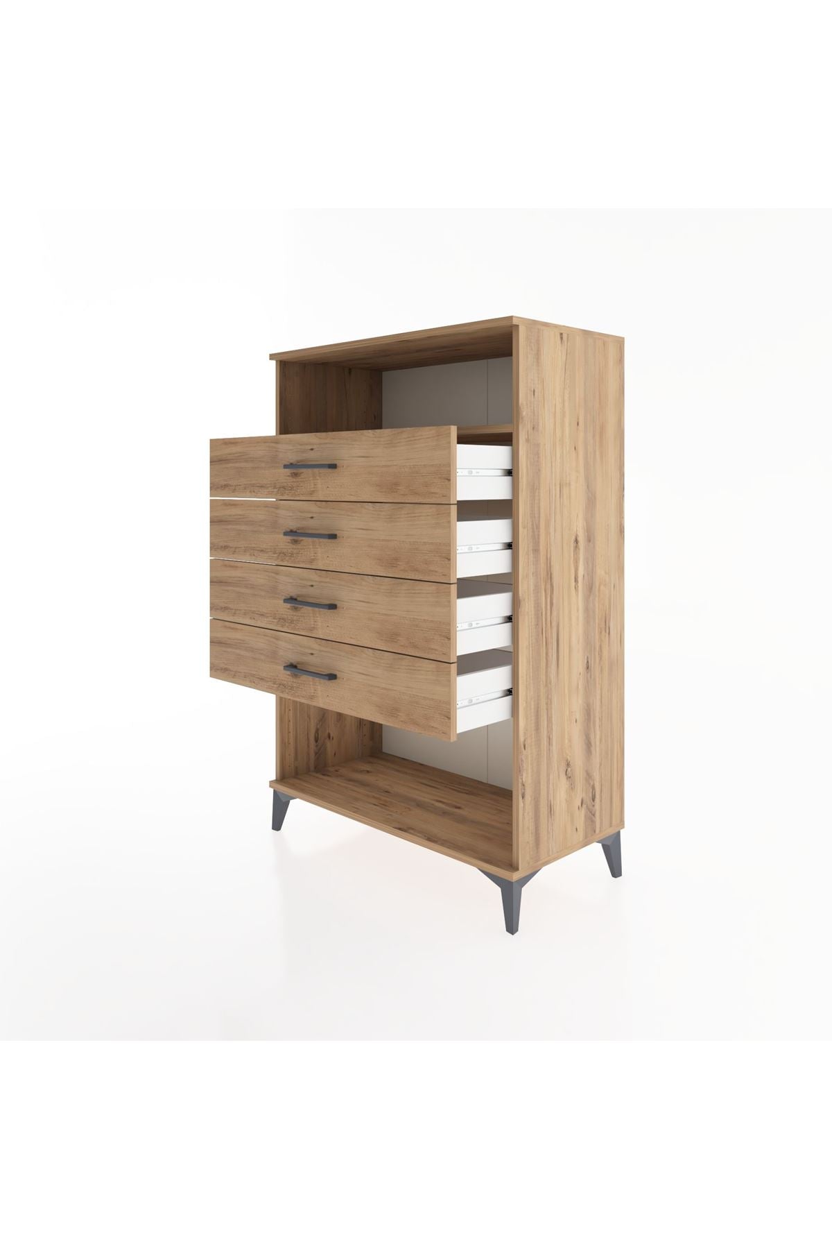 Hyperion Dolap Tek Raflı 4 Çekmeceli 88x44x134 - S51M132V9B