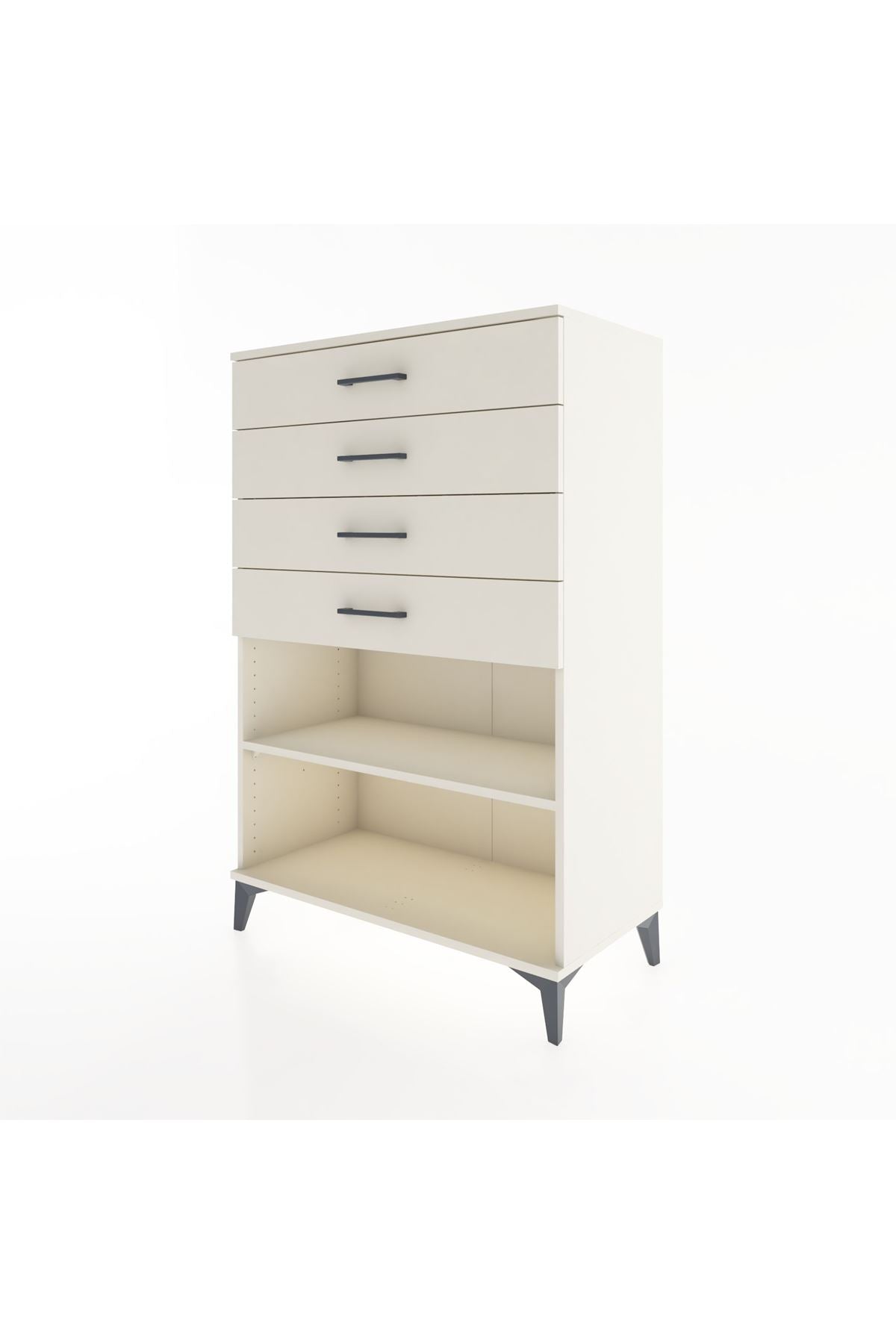 Hyperion Dolap Tek Raflı 4 Çekmeceli 88x44x134 - S51M133V1B