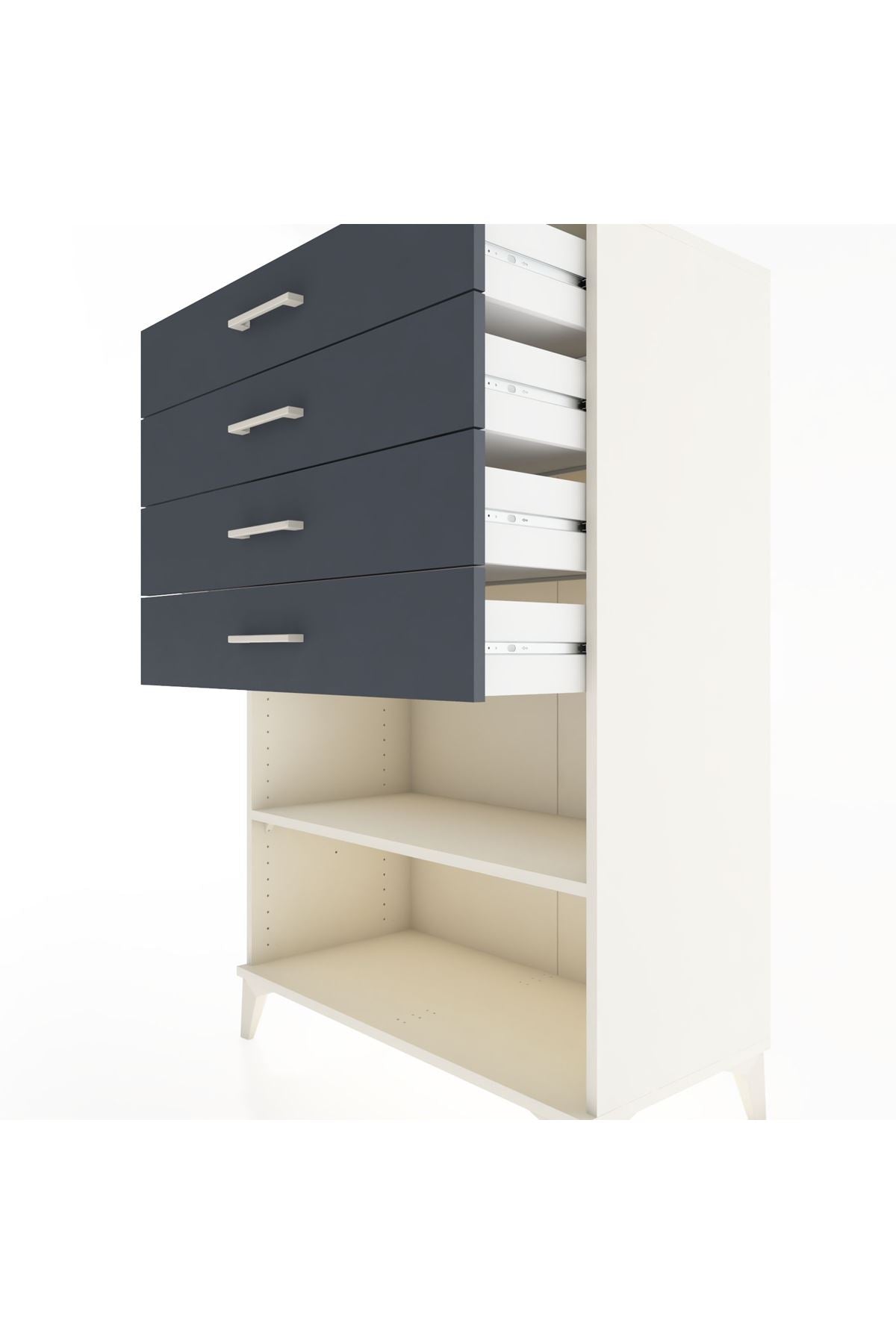Hyperion Dolap Tek Raflı 4 Çekmeceli 88x44x134 - S51M133V2B