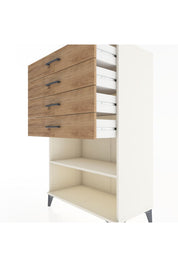 Hyperion Dolap Tek Raflı 4 Çekmeceli 88x44x134 - S51M133V3B