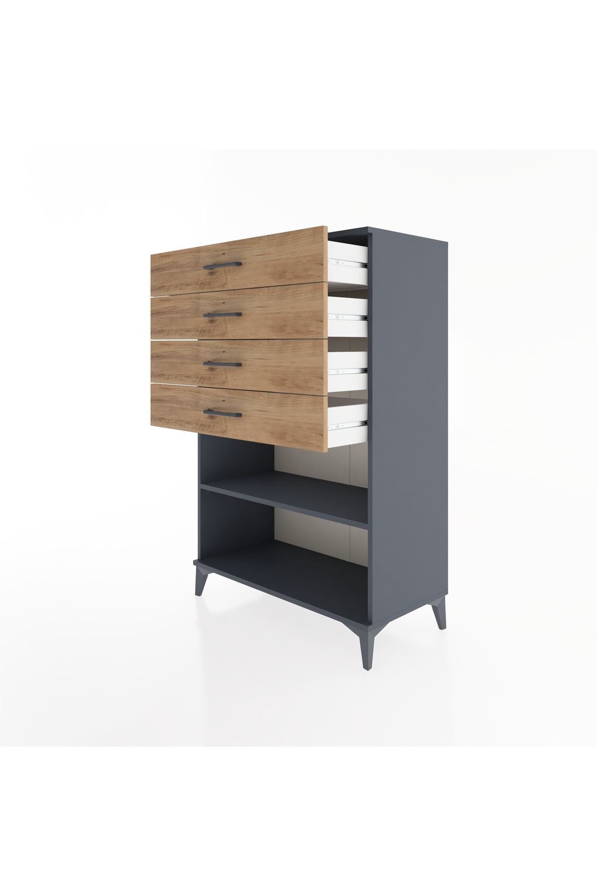 Hyperion Dolap Tek Raflı 4 Çekmeceli 88x44x134 - S51M133V6B
