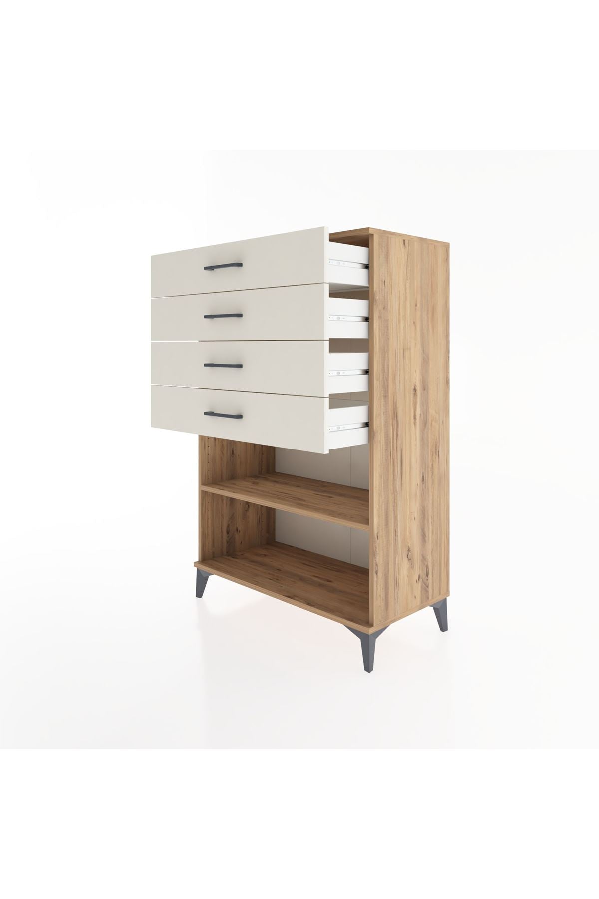 Hyperion Dolap Tek Raflı 4 Çekmeceli 88x44x134 - S51M133V7B