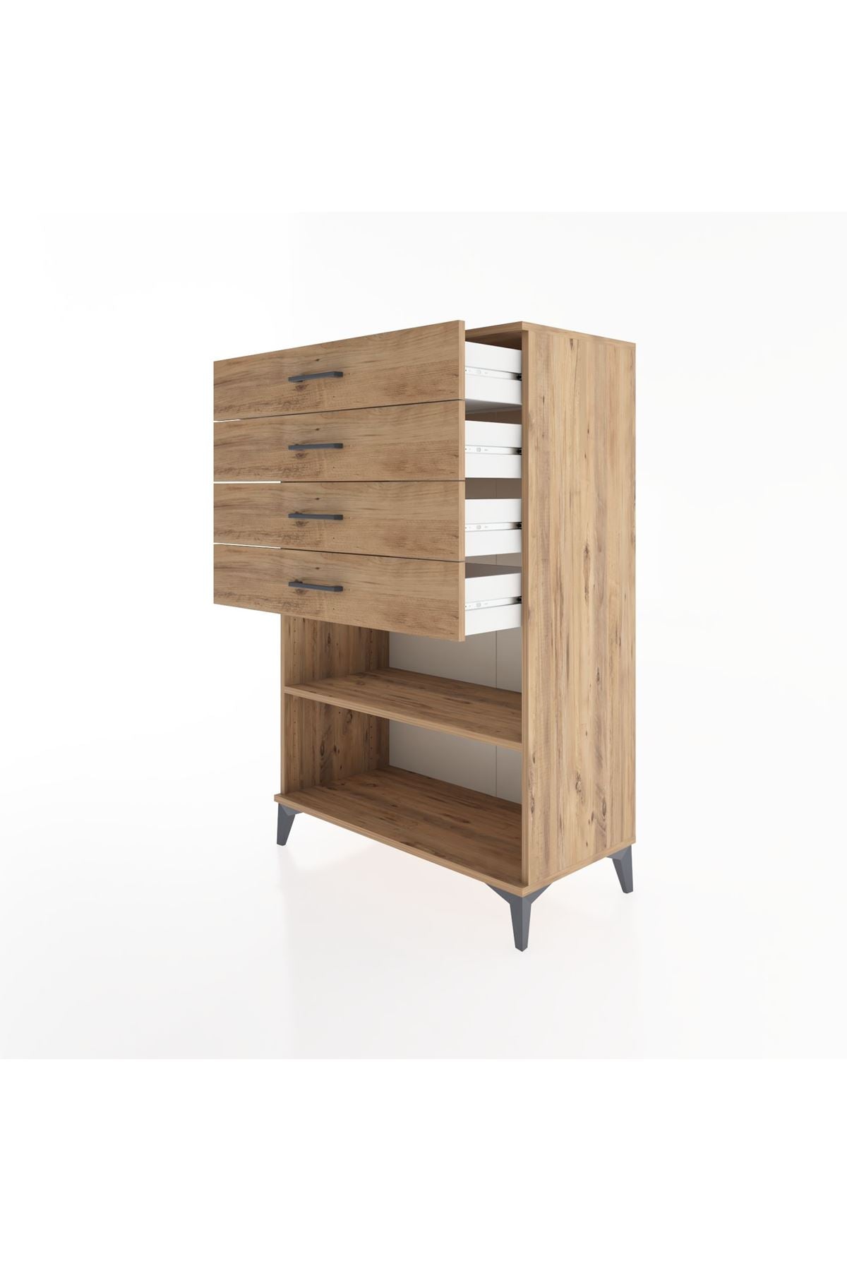 Hyperion Dolap Tek Raflı 4 Çekmeceli 88x44x134 - S51M133V9B