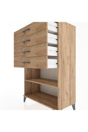 Hyperion Dolap Tek Raflı 4 Çekmeceli 88x44x134 - S51M133V9B