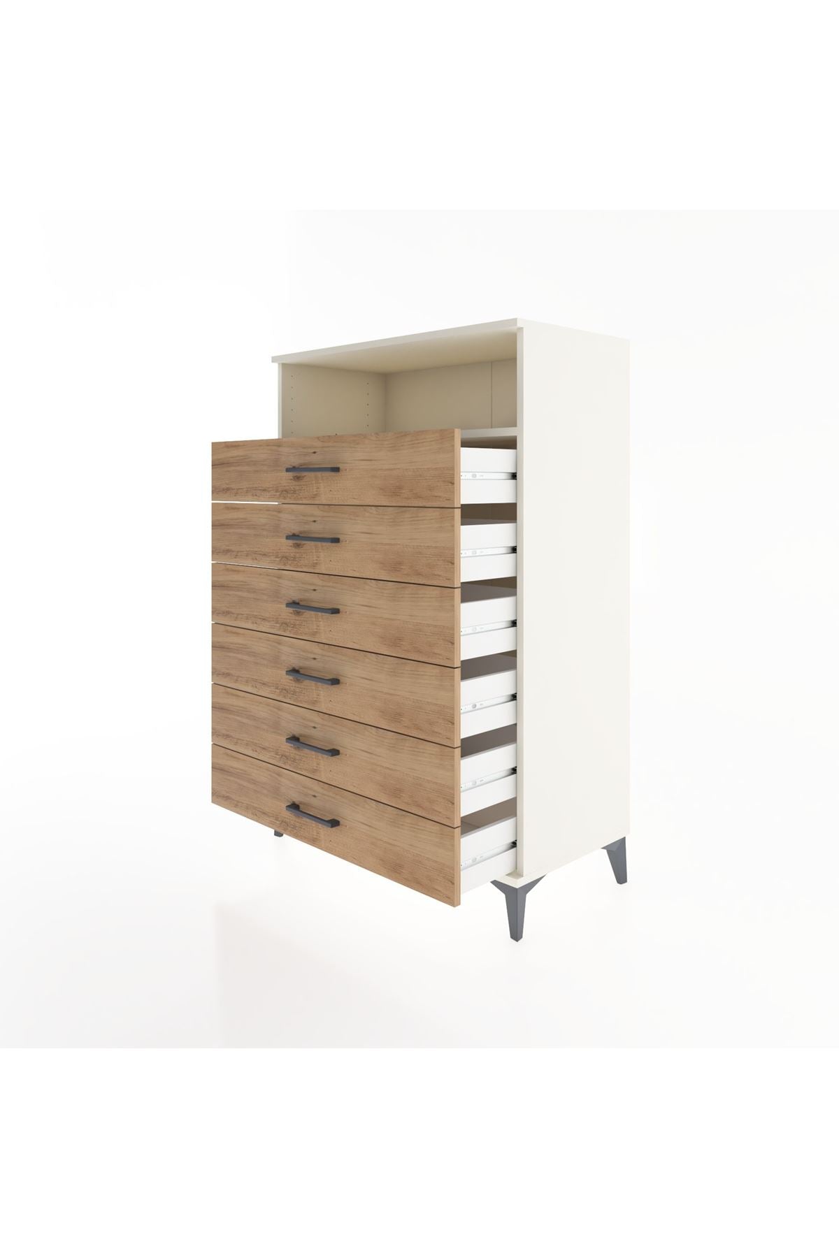 Hyperion Dolap Tek Raflı 6 Çekmeceli 88x44x134 - S51M134V3B