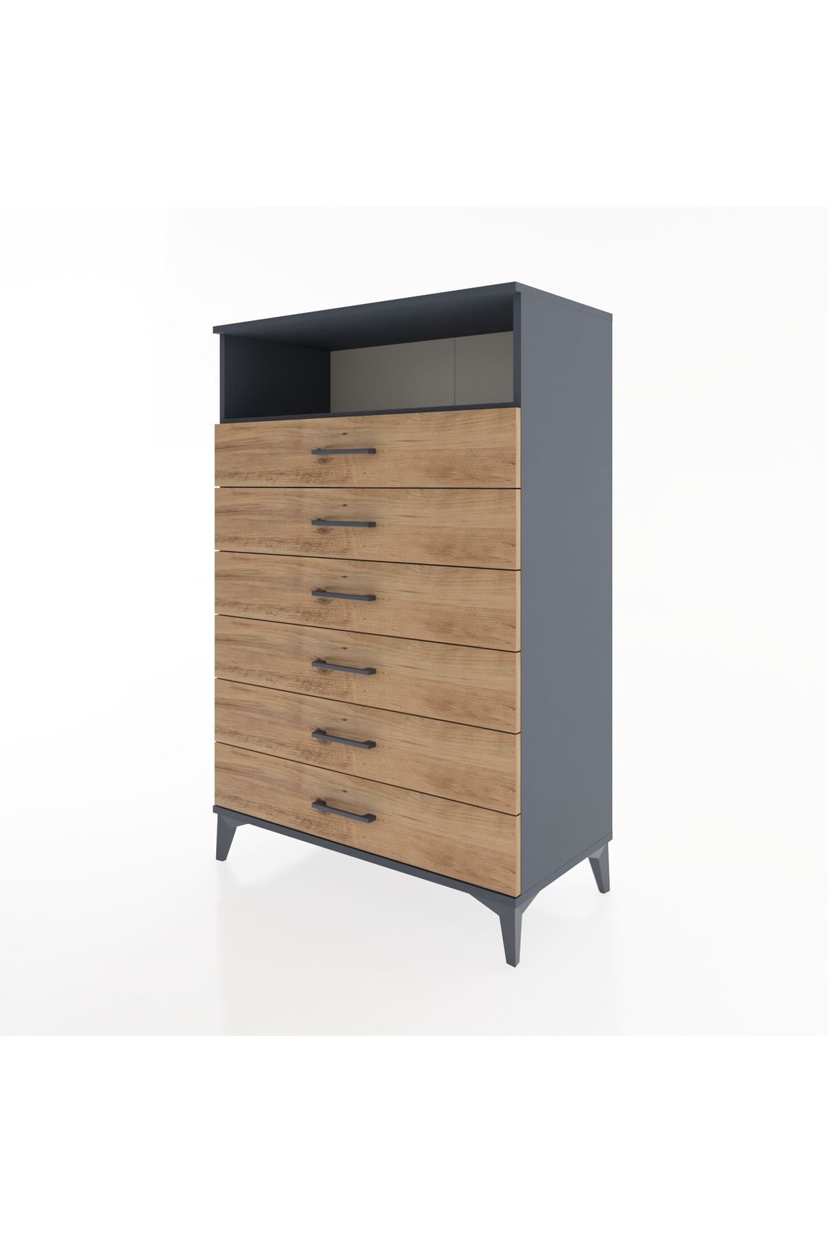 Hyperion Dolap Tek Raflı 6 Çekmeceli 88x44x134 - S51M134V6B