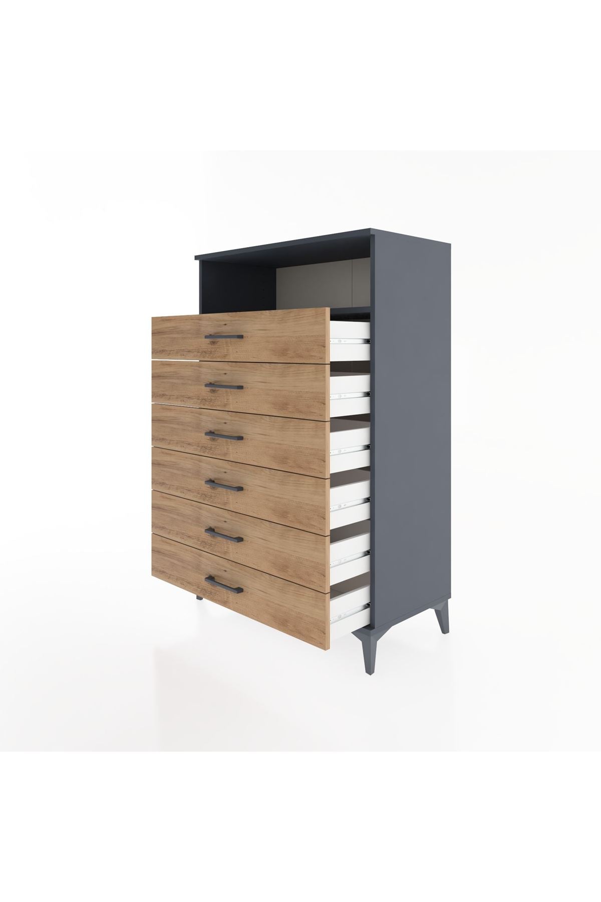 Hyperion Dolap Tek Raflı 6 Çekmeceli 88x44x134 - S51M134V6B