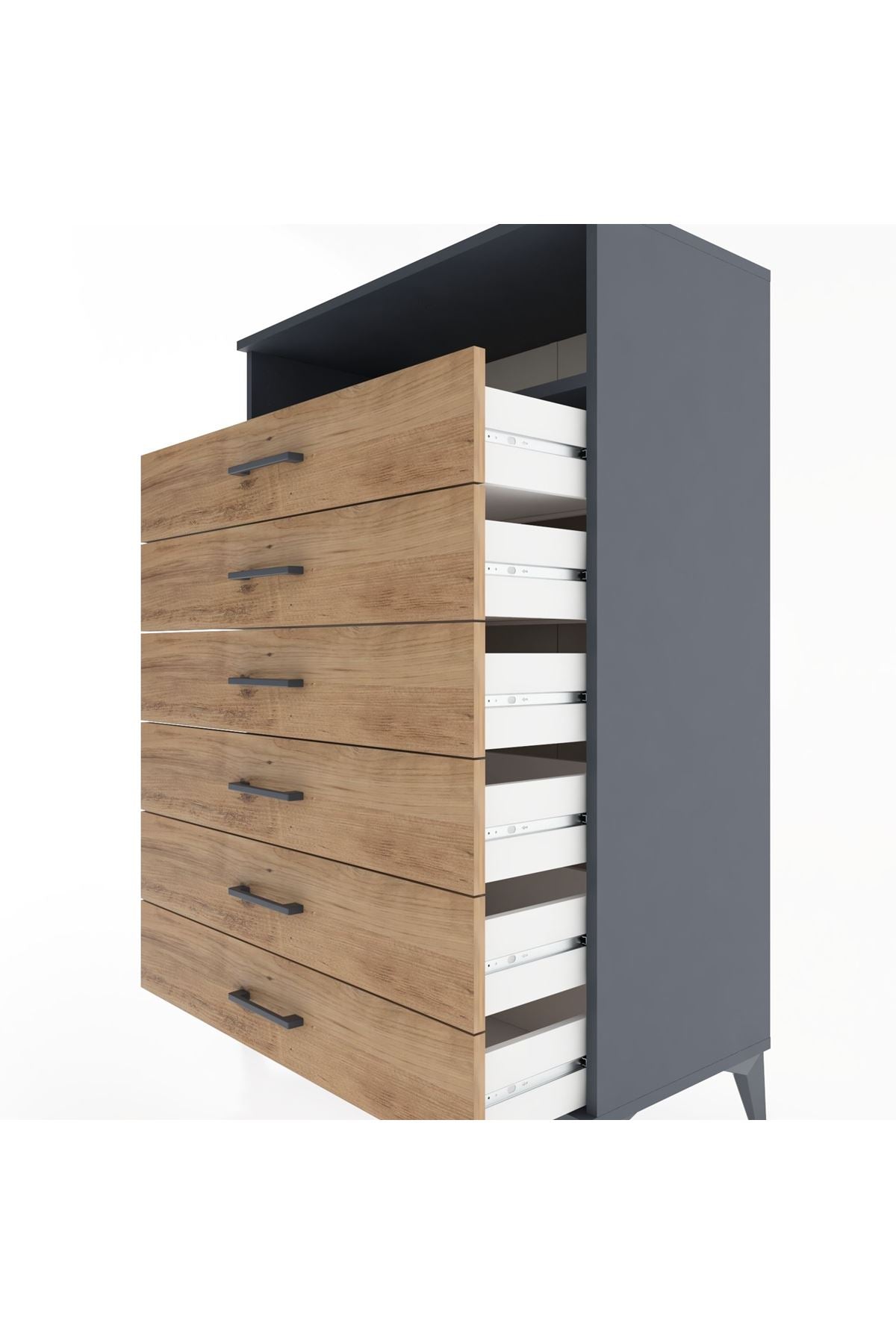 Hyperion Dolap Tek Raflı 6 Çekmeceli 88x44x134 - S51M134V6B
