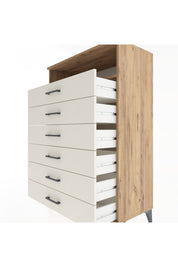 Hyperion Dolap Tek Raflı 6 Çekmeceli 88x44x134 - S51M134V7B