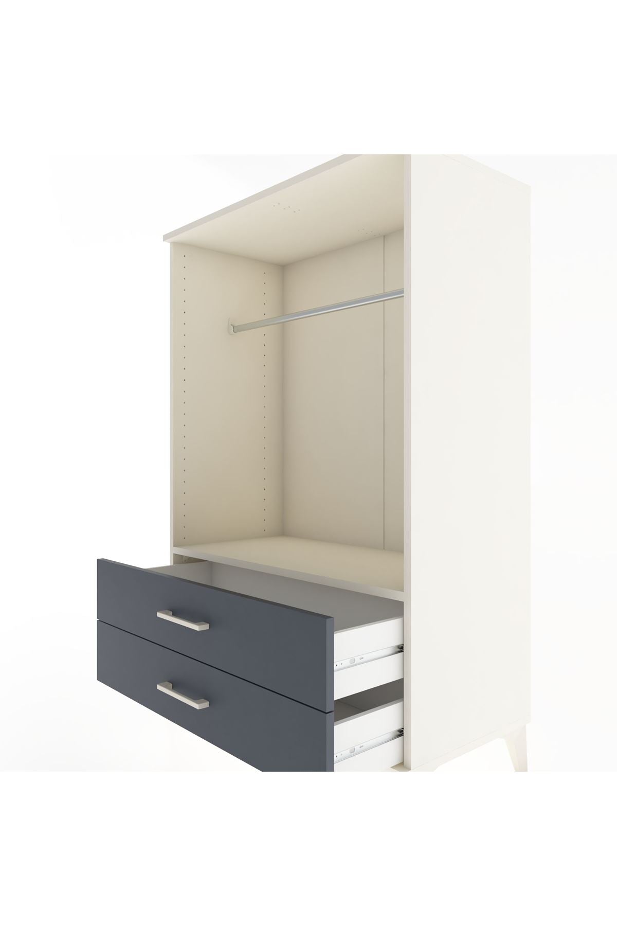 Hyperion Dolap Tek Raflı 2 Çekmeceli Tek Askılı 88x44x134 - S51M140V2B