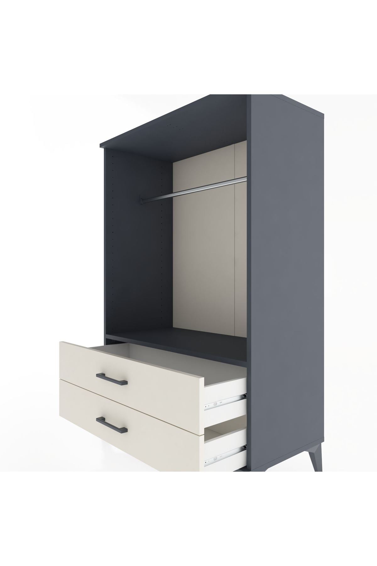 Hyperion Dolap Tek Raflı 2 Çekmeceli Tek Askılı 88x44x134 - S51M140V4B
