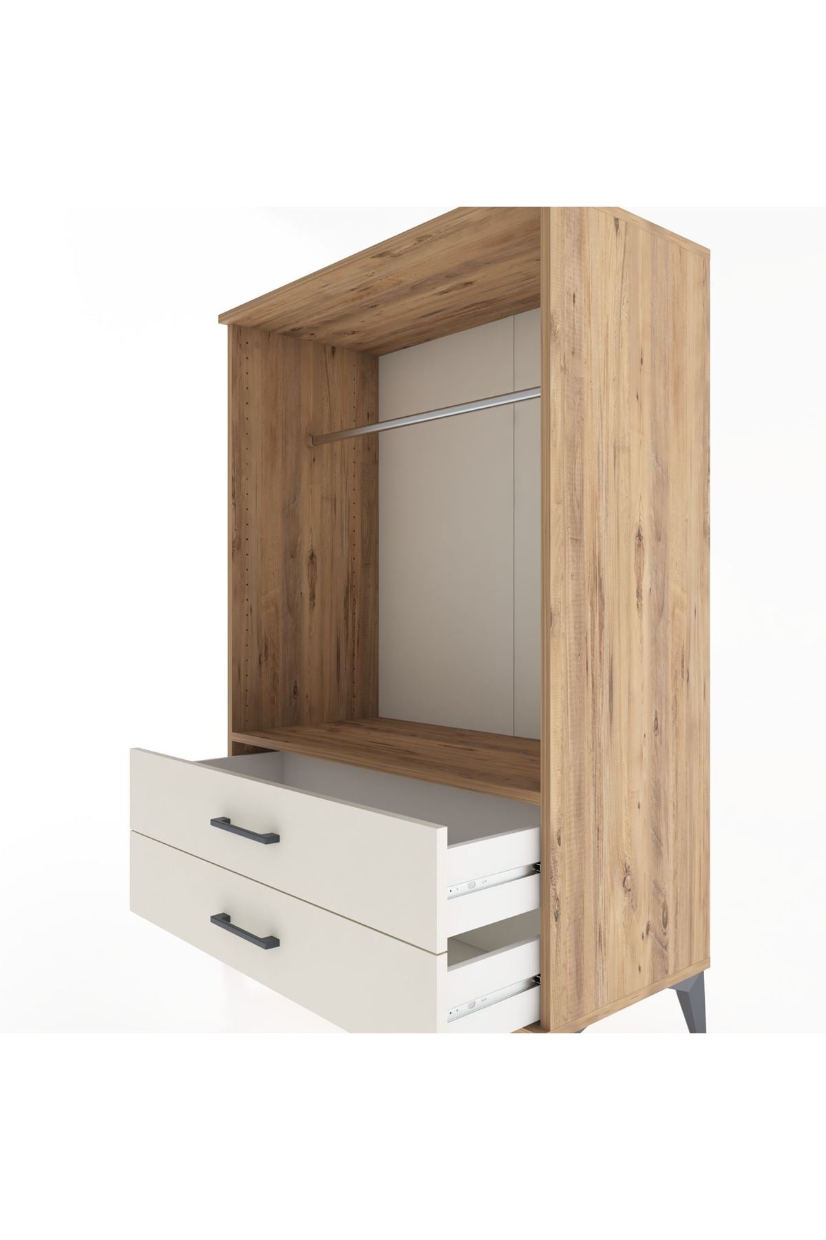 Hyperion Dolap Tek Raflı 2 Çekmeceli Tek Askılı 88x44x134 - S51M140V7B