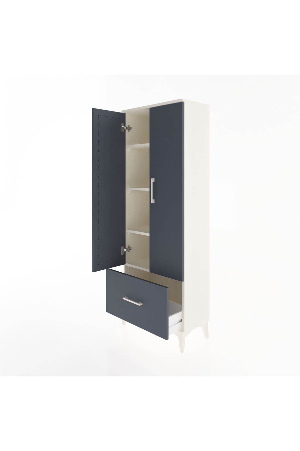 Arges Dolap 4 Raflı Tek Çekmeceli 2 Kapaklı 60x30x163 - S20M001V2A