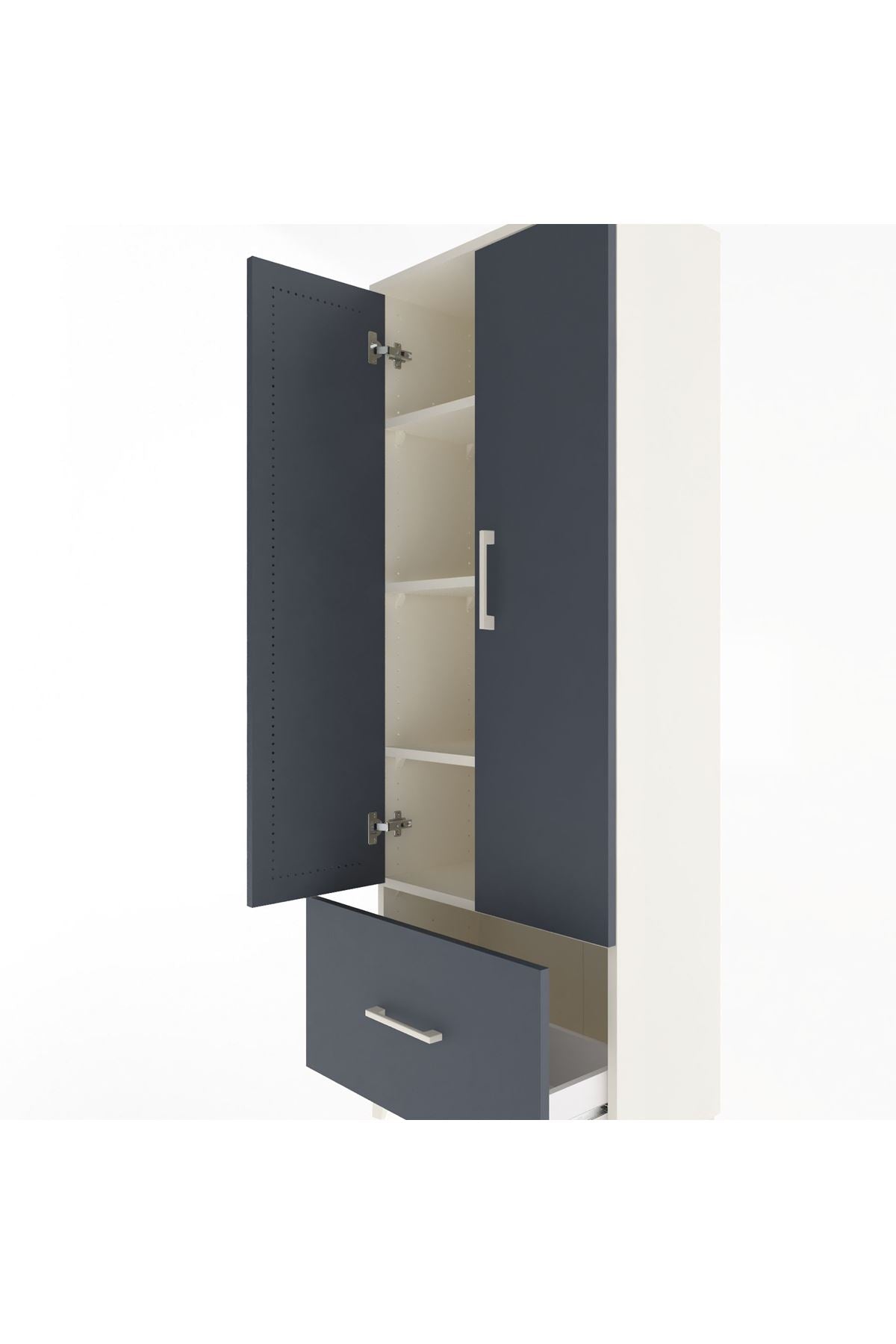 Arges Dolap 4 Raflı Tek Çekmeceli 2 Kapaklı 60x30x163 - S20M001V2A