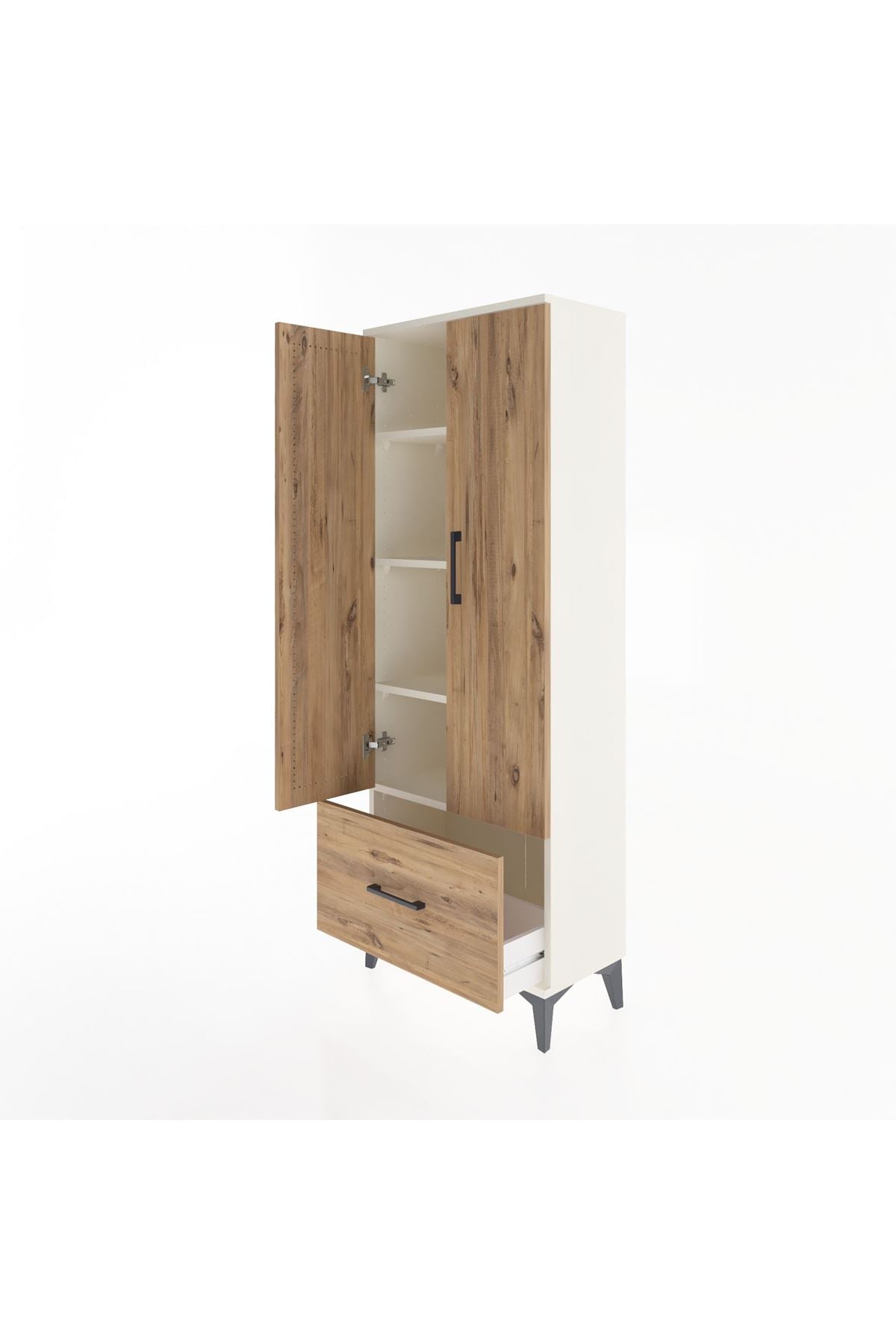 Arges Dolap 4 Raflı Tek Çekmeceli 2 Kapaklı 60x30x163 - S20M001V3A