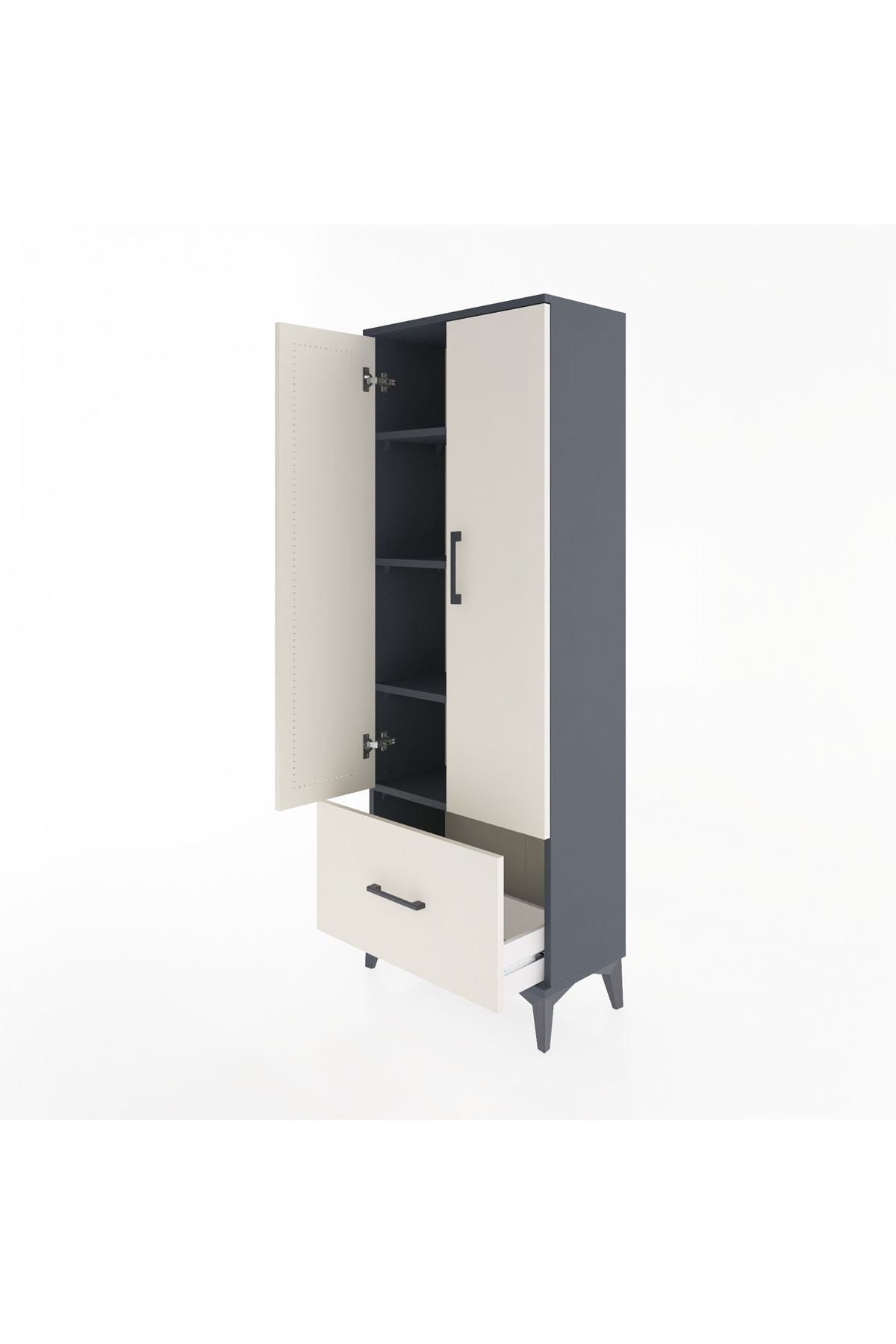 Arges Dolap 4 Raflı Tek Çekmeceli 2 Kapaklı 60x30x163 - S20M001V4A