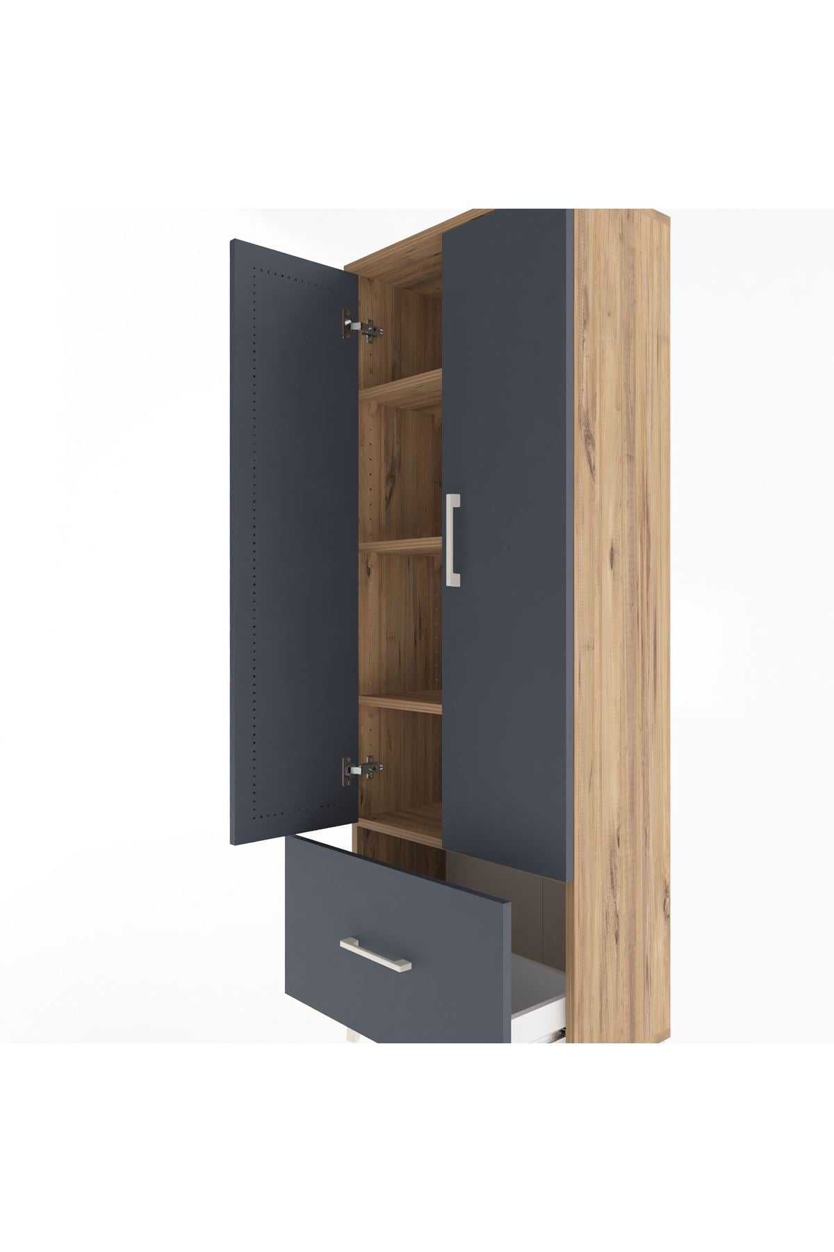 Arges Dolap 4 Raflı Tek Çekmeceli 2 Kapaklı 60x30x163 - S20M001V8A