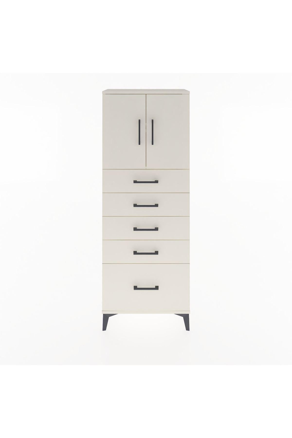 Arges Dolap 2 Raflı 5 Çekmeceli 2 Kapaklı 60x30x163 - S20M003V1A