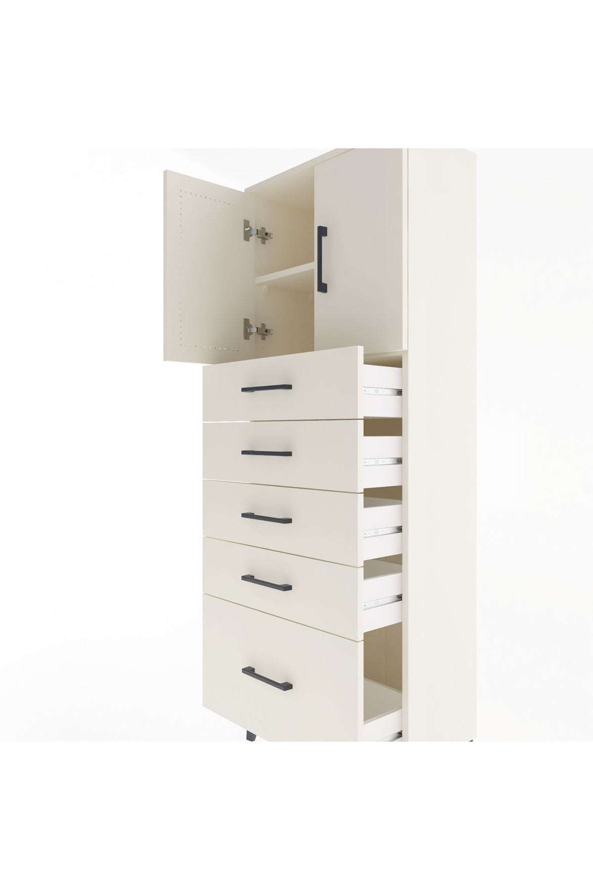 Arges Dolap 2 Raflı 5 Çekmeceli 2 Kapaklı 60x30x163 - S20M003V1A