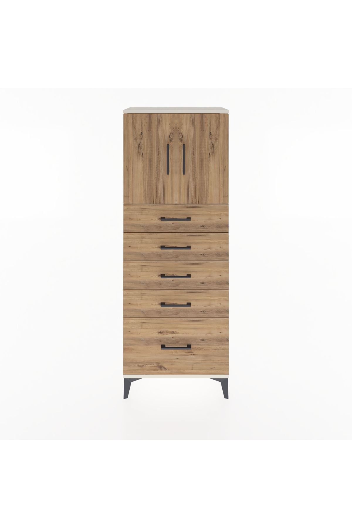 Arges Dolap 2 Raflı 5 Çekmeceli 2 Kapaklı 60x30x163 - S20M003V3A