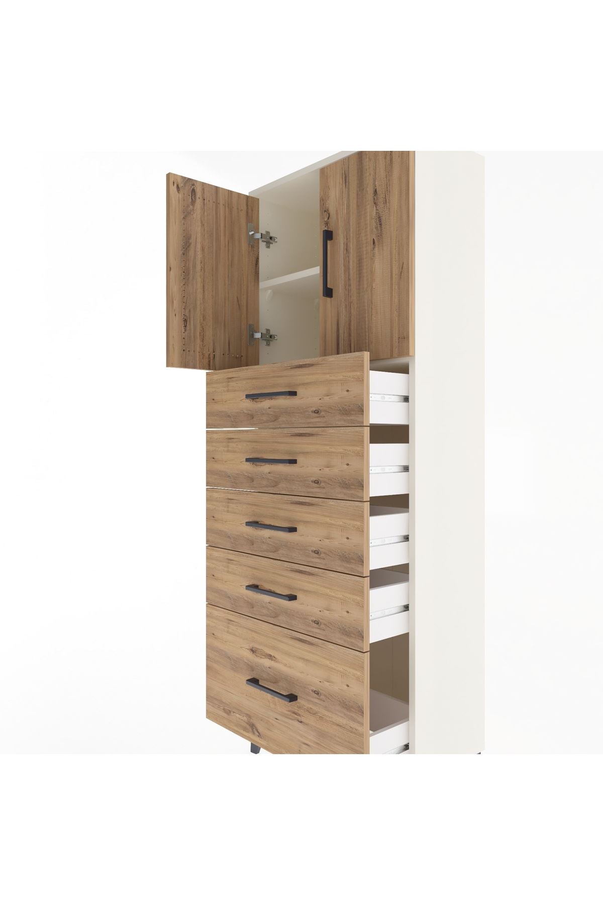 Arges Dolap 2 Raflı 5 Çekmeceli 2 Kapaklı 60x30x163 - S20M003V3A