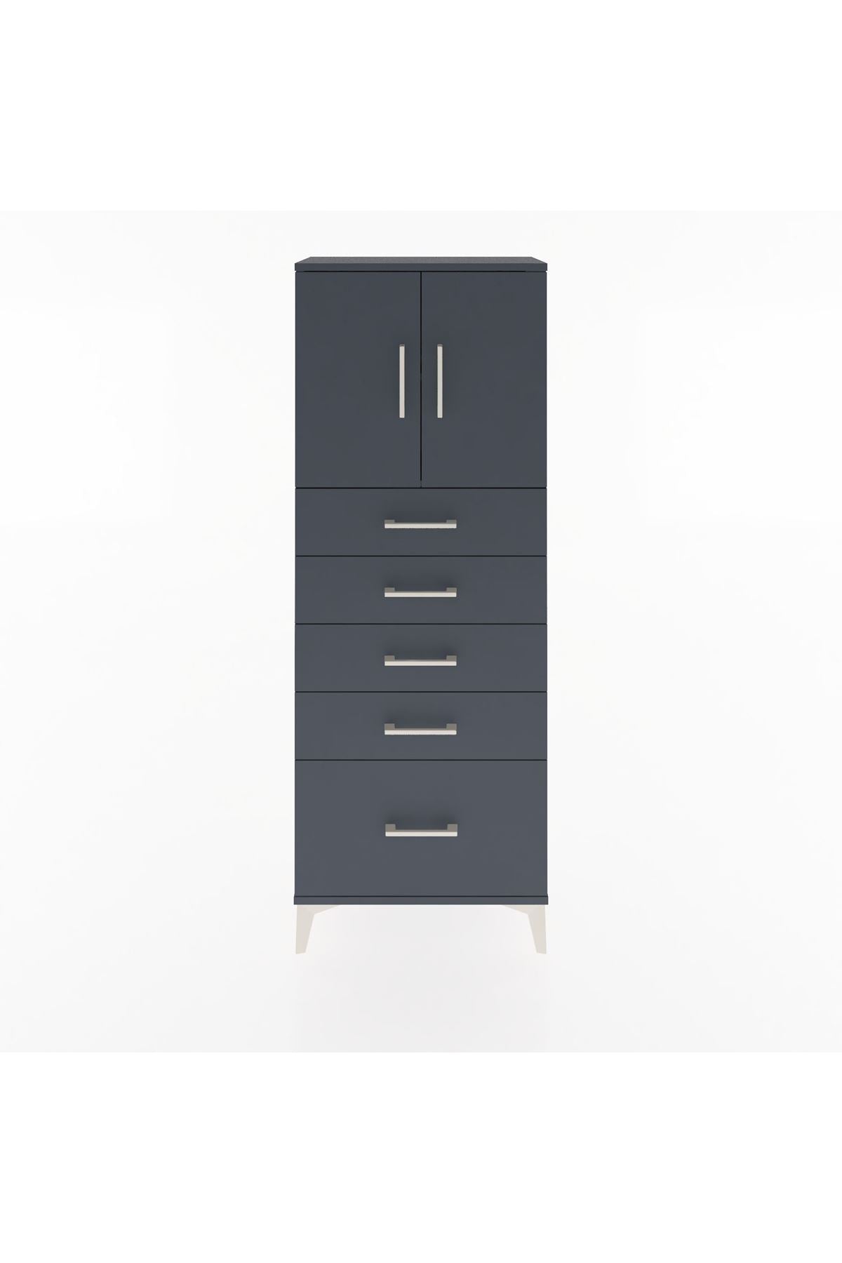 Arges Dolap 2 Raflı 5 Çekmeceli 2 Kapaklı 60x30x163 - S20M003V5A