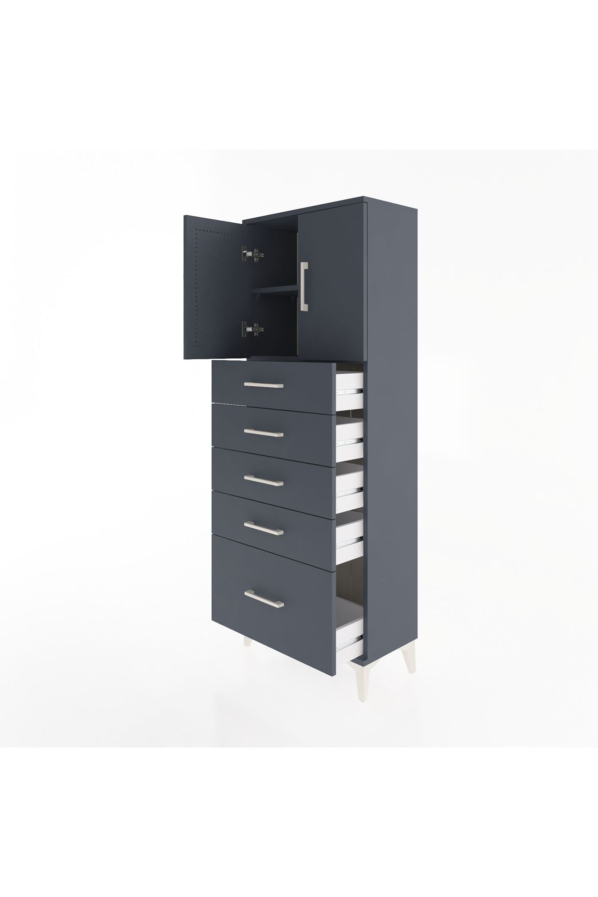 Arges Dolap 2 Raflı 5 Çekmeceli 2 Kapaklı 60x30x163 - S20M003V5A