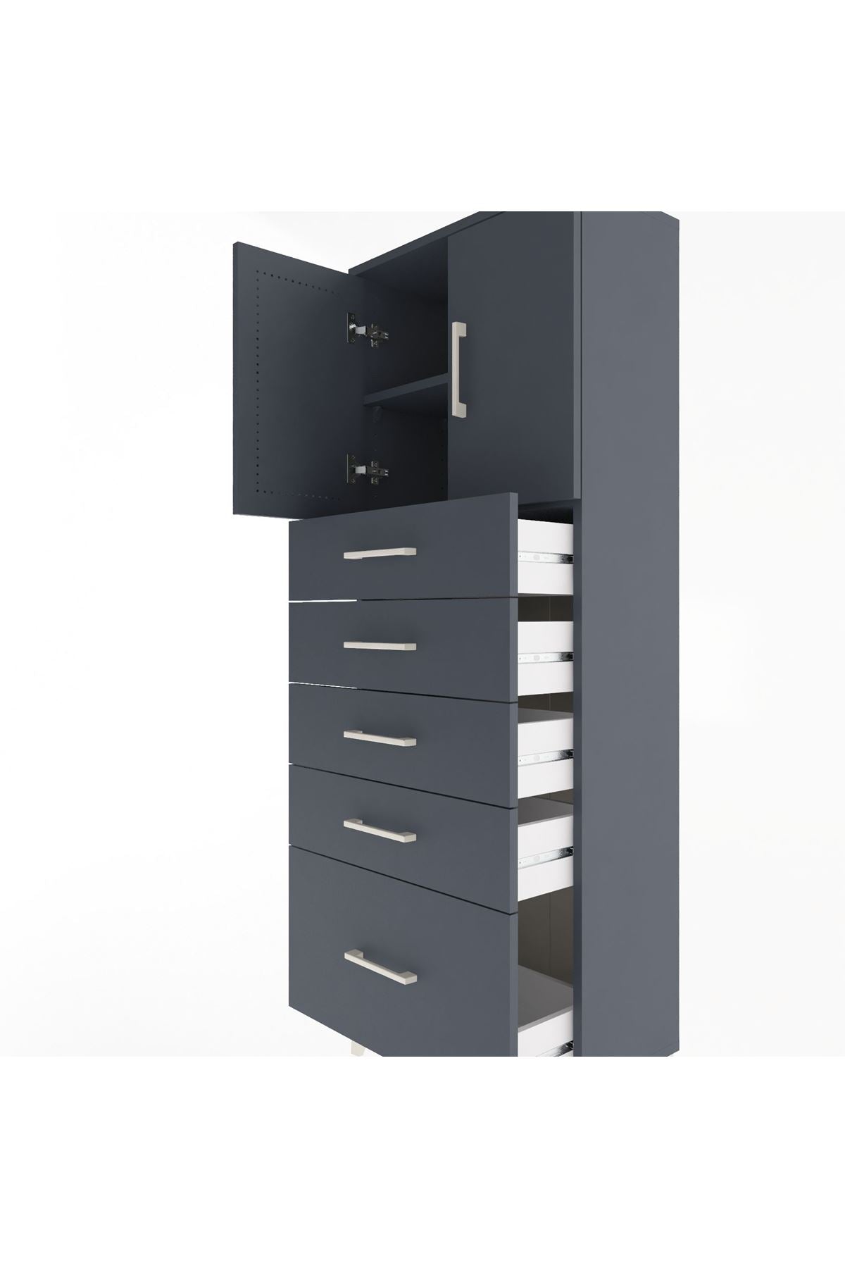 Arges Dolap 2 Raflı 5 Çekmeceli 2 Kapaklı 60x30x163 - S20M003V5A