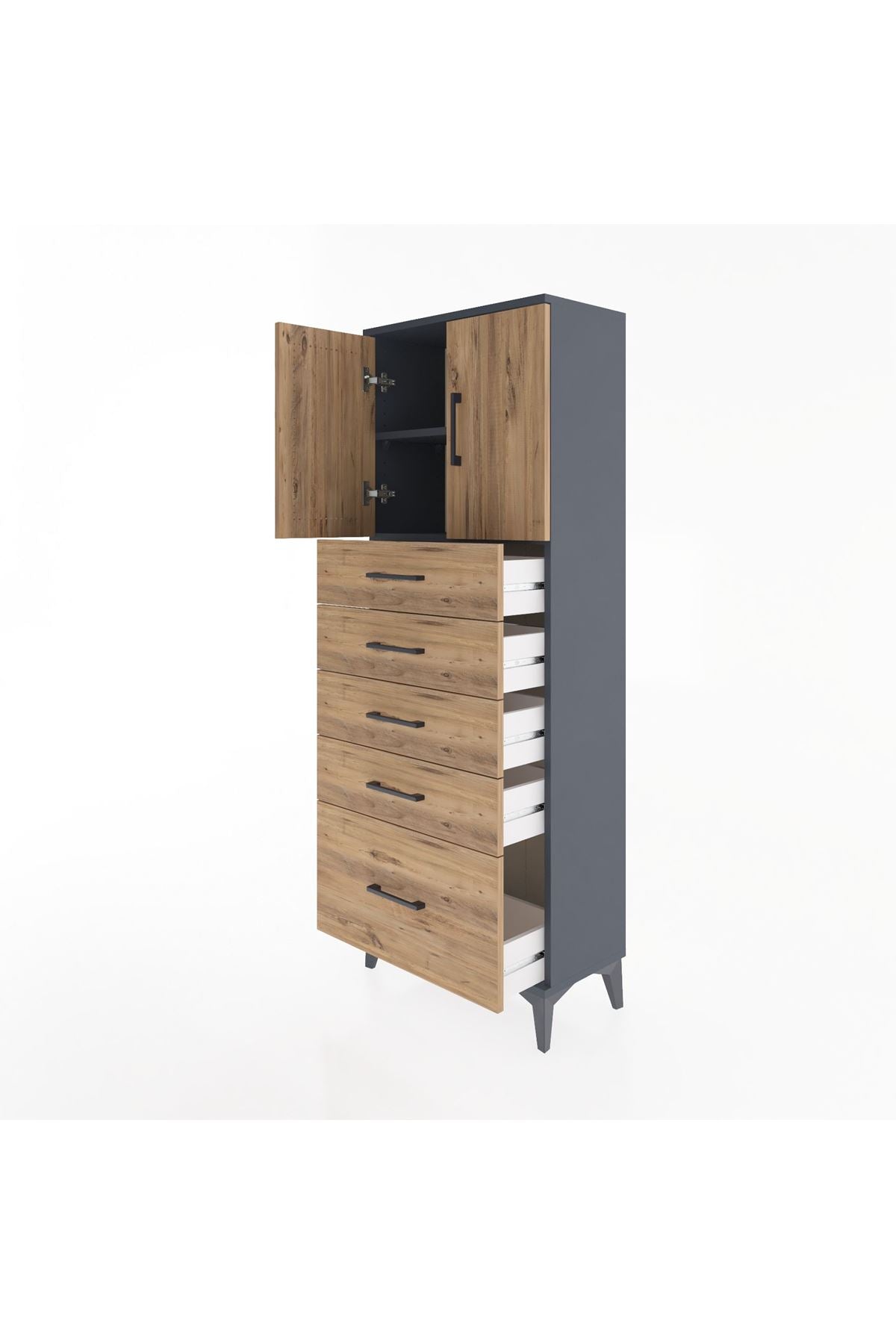 Arges Dolap 2 Raflı 5 Çekmeceli 2 Kapaklı 60x30x163 - S20M003V6A