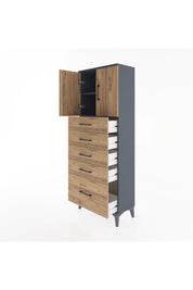 Arges Dolap 2 Raflı 5 Çekmeceli 2 Kapaklı 60x30x163 - S20M003V6A