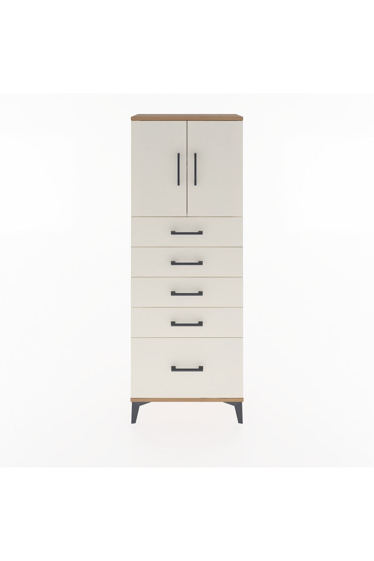 Arges Dolap 2 Raflı 5 Çekmeceli 2 Kapaklı 60x30x163 - S20M003V7A