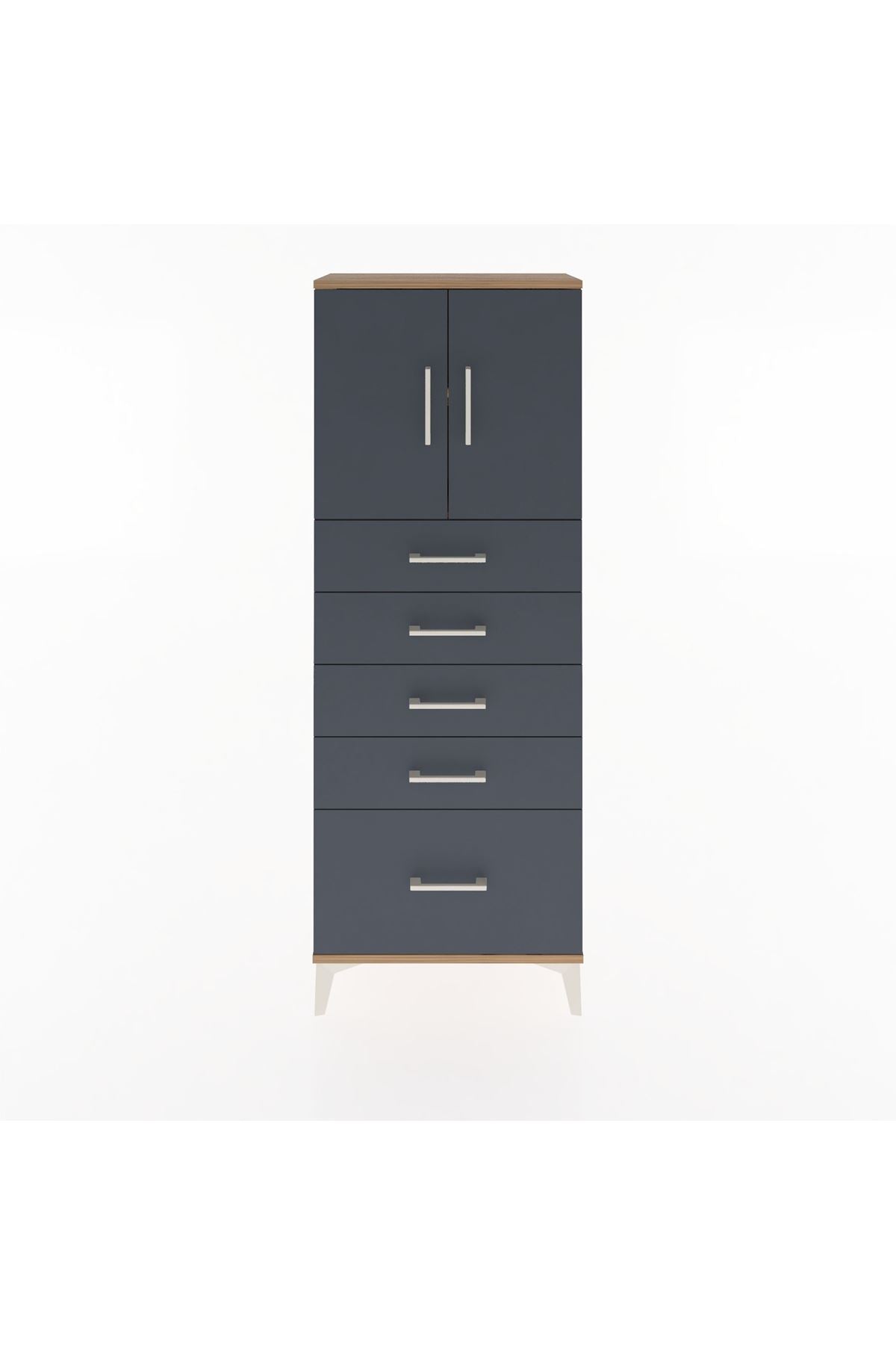 Arges Dolap 2 Raflı 5 Çekmeceli 2 Kapaklı 60x30x163 - S20M003V8A