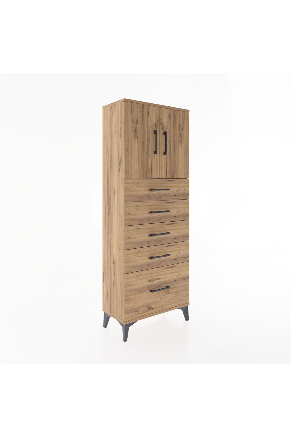 Arges Dolap 2 Raflı 5 Çekmeceli 2 Kapaklı 60x30x163 - S20M003V9A
