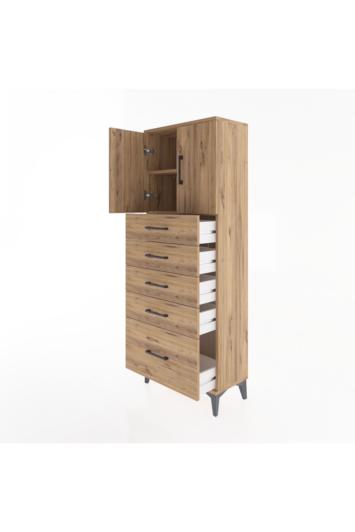 Arges Dolap 2 Raflı 5 Çekmeceli 2 Kapaklı 60x30x163 - S20M003V9A