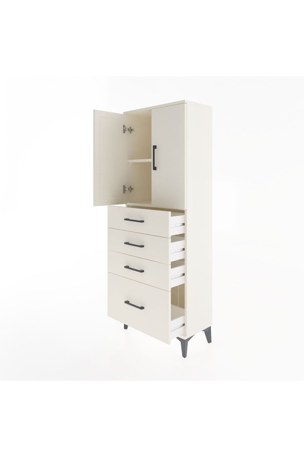 Arges Dolap 2 Raflı 4 Çekmeceli 2 Kapaklı 60x30x163 - S20M005V1A