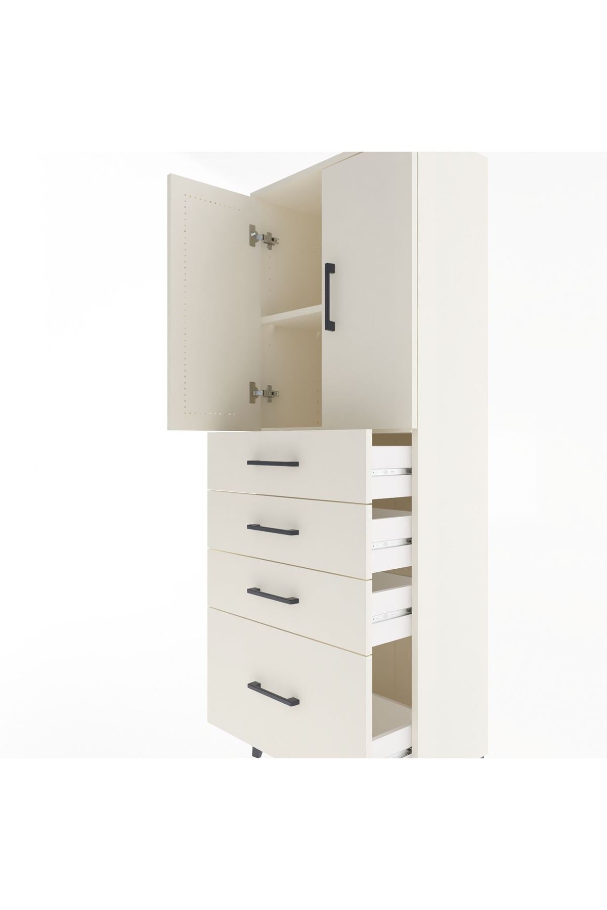 Arges Dolap 2 Raflı 4 Çekmeceli 2 Kapaklı 60x30x163 - S20M005V1A