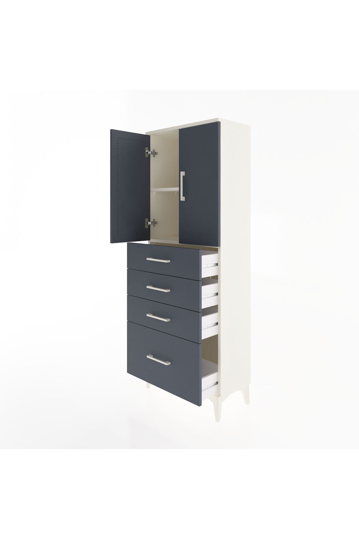 Arges Dolap 2 Raflı 4 Çekmeceli 2 Kapaklı 60x30x163 - S20M005V2A