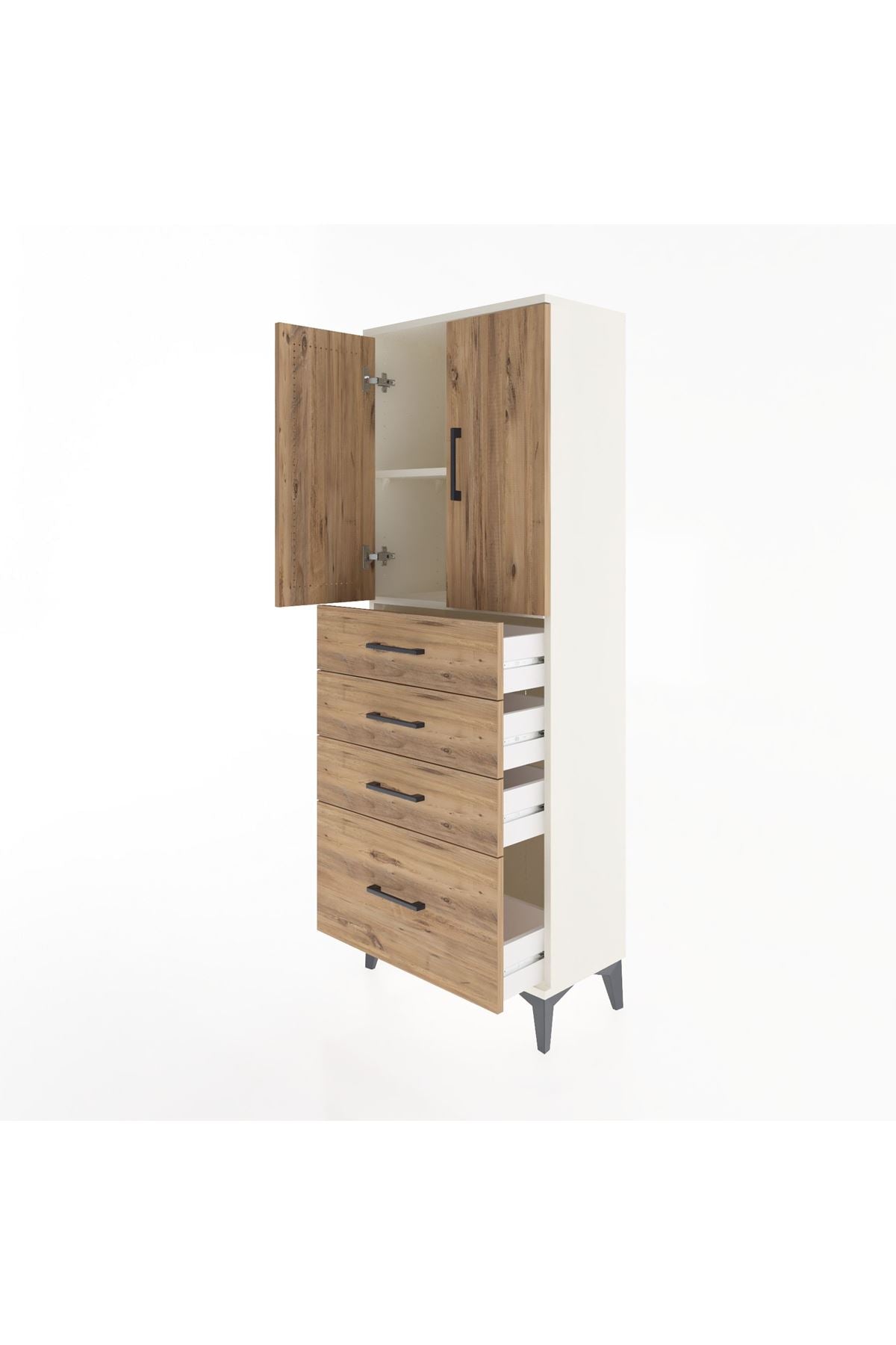 Arges Dolap 2 Raflı 4 Çekmeceli 2 Kapaklı 60x30x163 - S20M005V3A