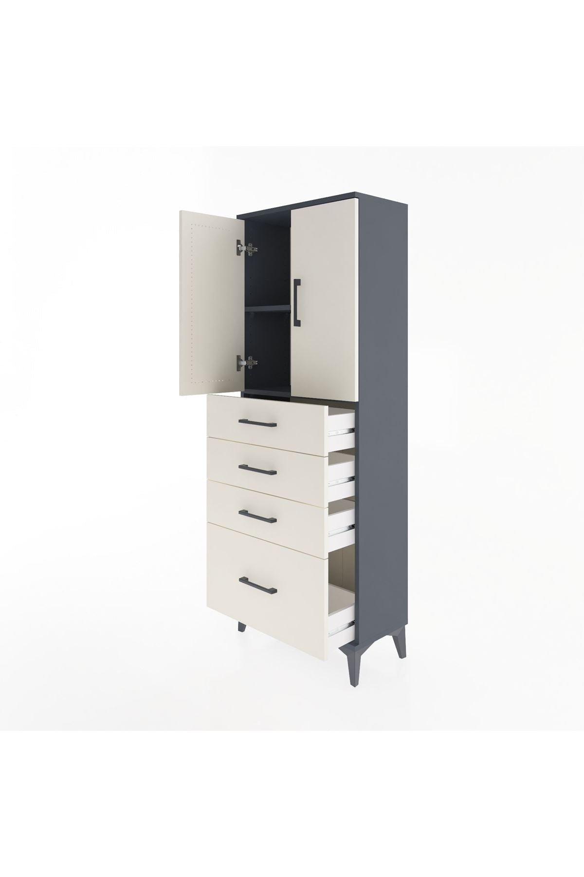 Arges Dolap 2 Raflı 4 Çekmeceli 2 Kapaklı 60x30x163 - S20M005V4A
