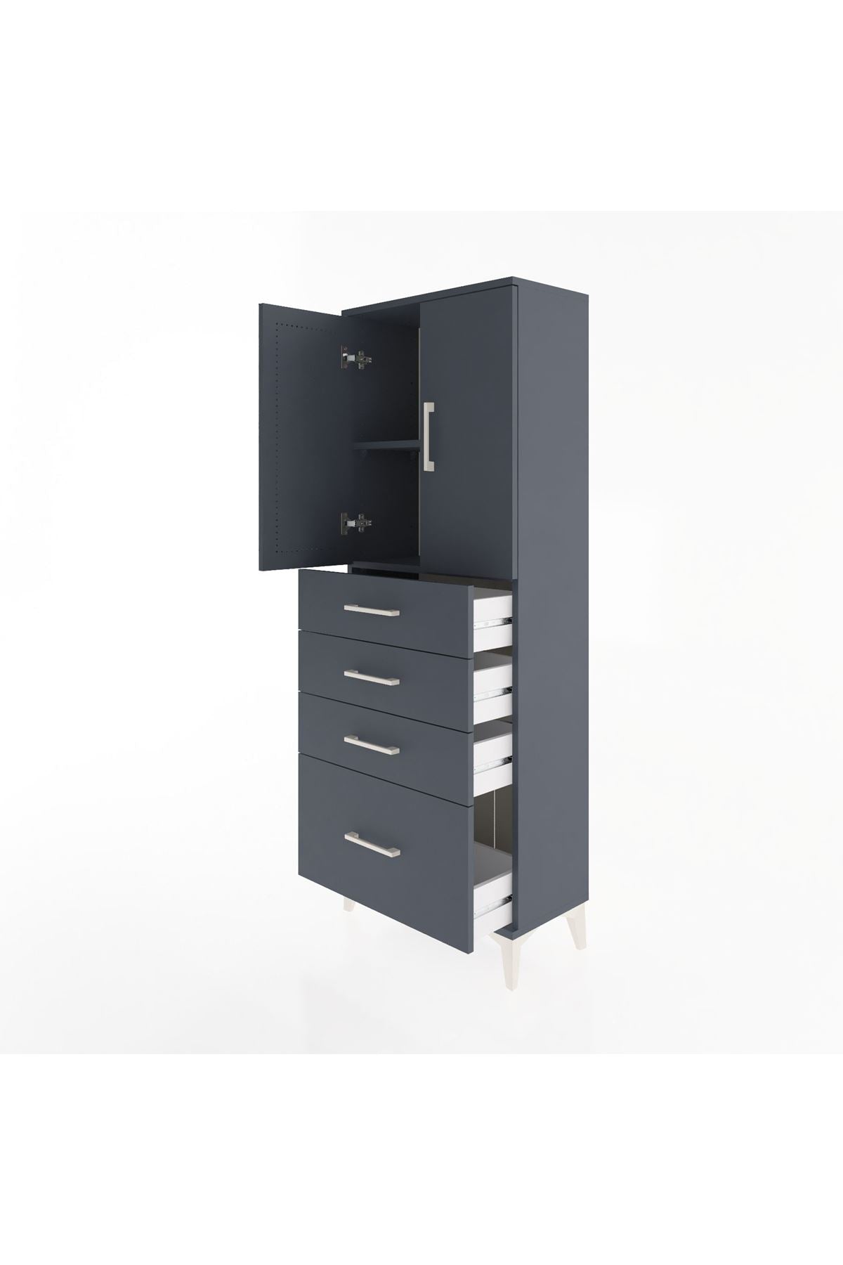 Arges Dolap 2 Raflı 4 Çekmeceli 2 Kapaklı 60x30x163 - S20M005V5A