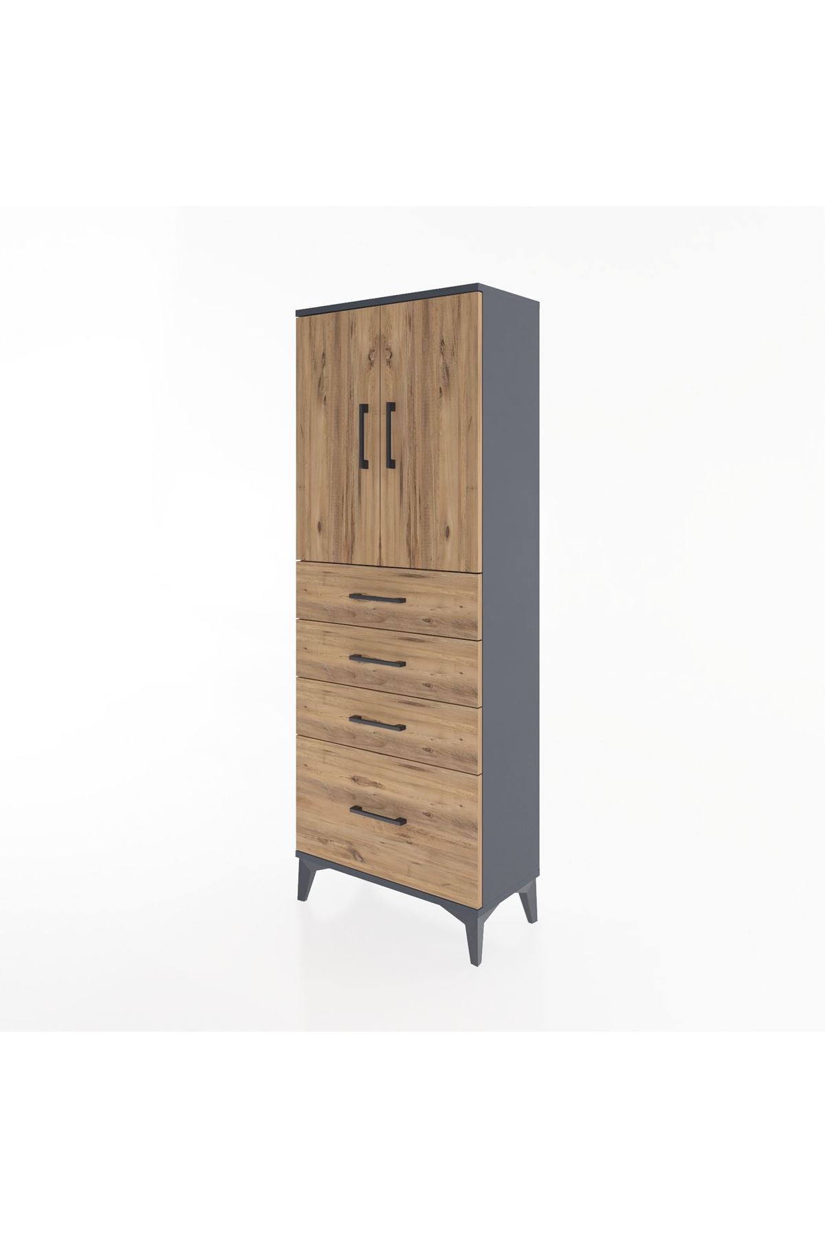 Arges Dolap 2 Raflı 4 Çekmeceli 2 Kapaklı 60x30x163 - S20M005V6A