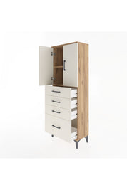 Arges Dolap 2 Raflı 4 Çekmeceli 2 Kapaklı 60x30x163 - S20M005V7A