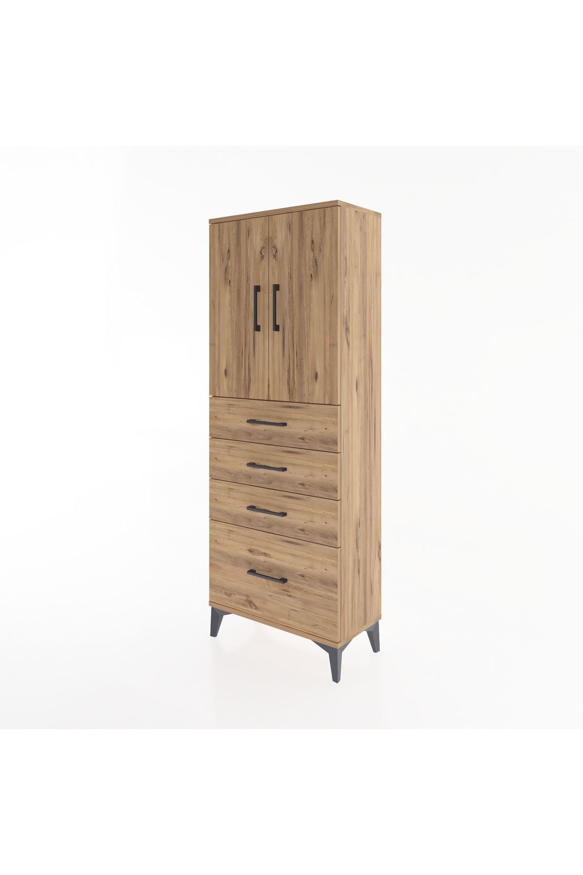 Arges Dolap 2 Raflı 4 Çekmeceli 2 Kapaklı 60x30x163 - S20M005V9A