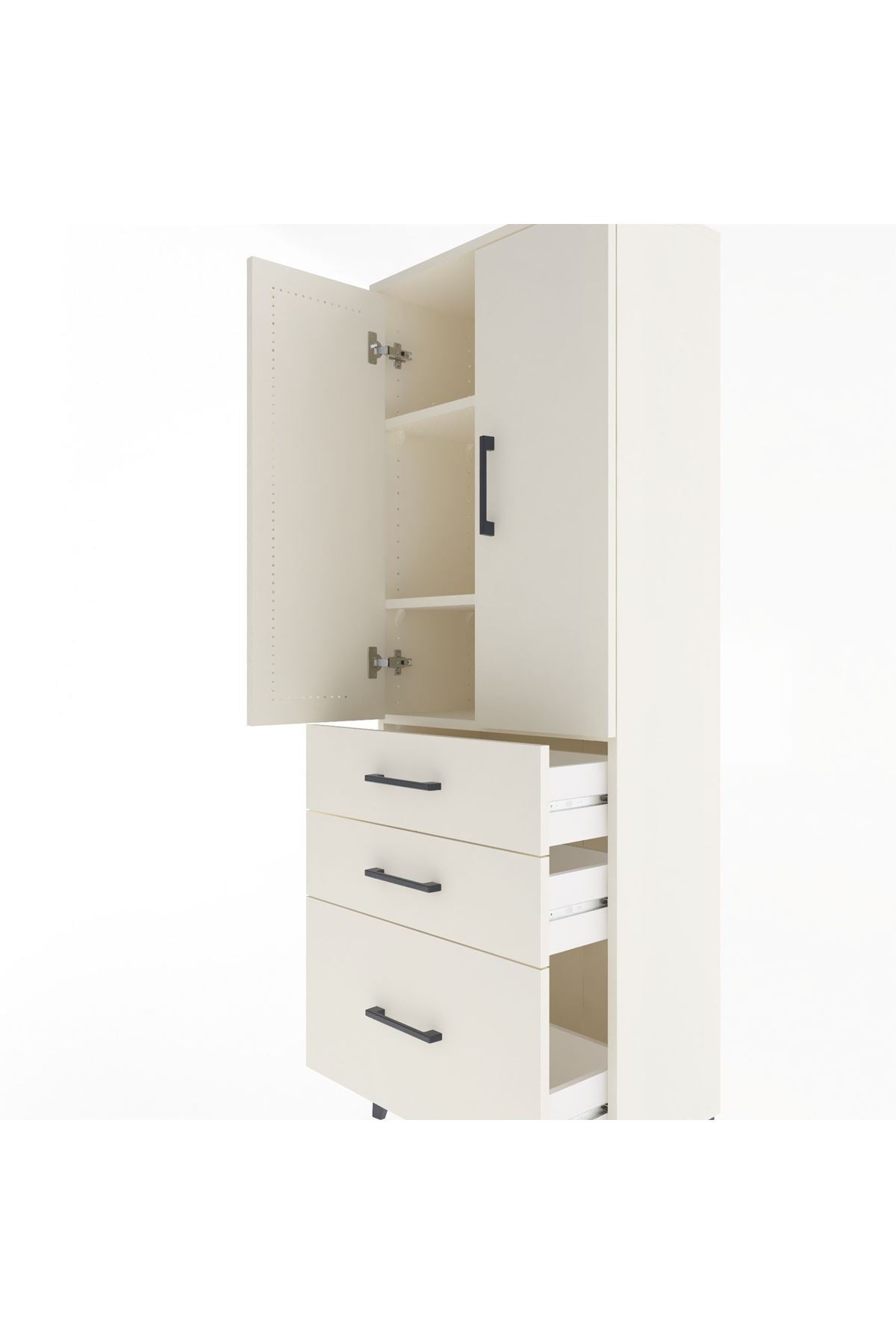 Arges Dolap 3 Raflı 3 Çekmeceli 2 Kapaklı 60x30x163 - S20M007V1A