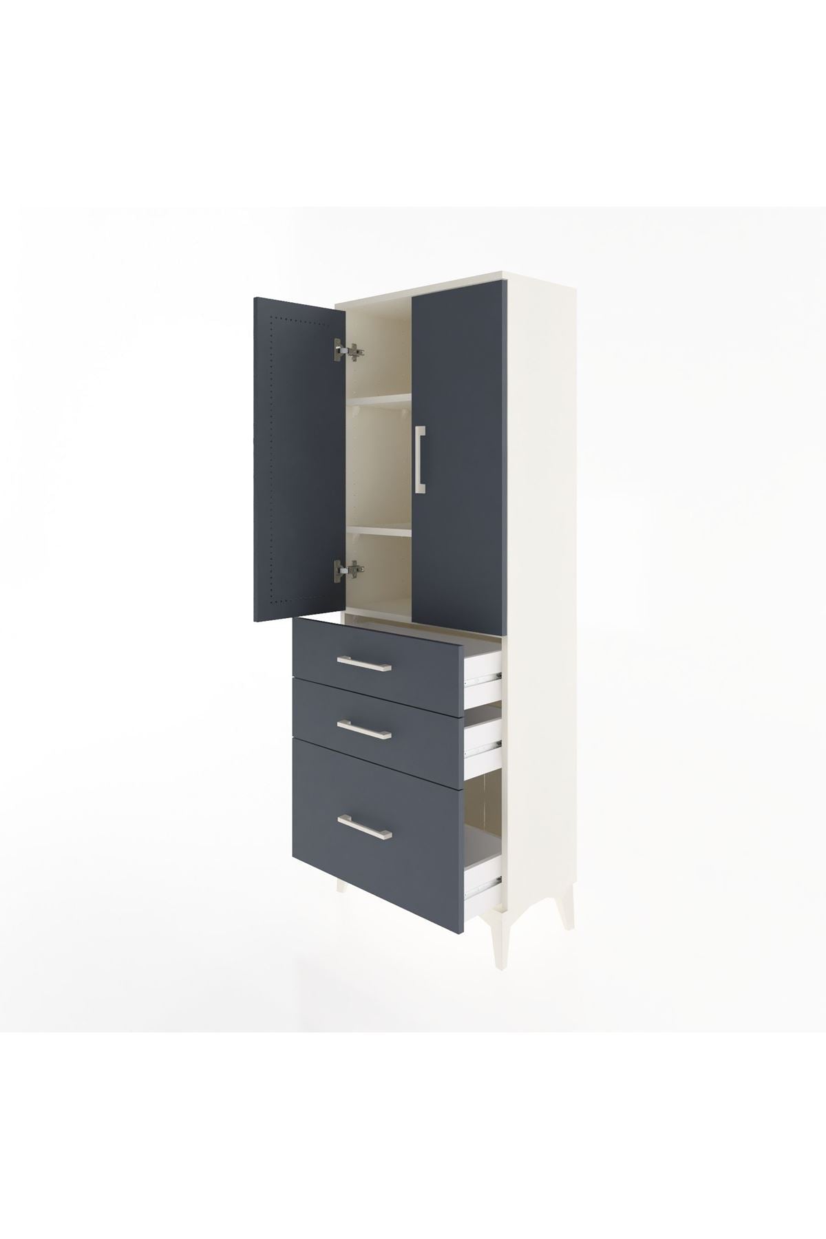 Arges Dolap 3 Raflı 3 Çekmeceli 2 Kapaklı 60x30x163 - S20M007V2A