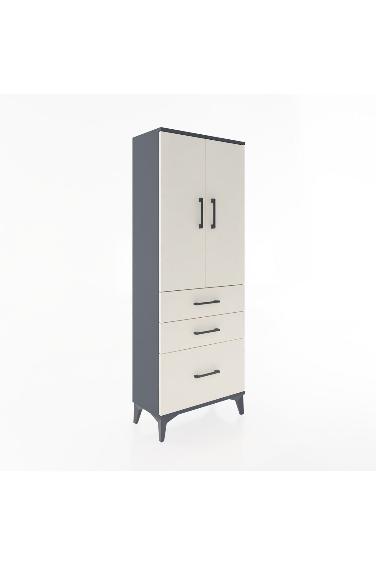 Arges Dolap 3 Raflı 3 Çekmeceli 2 Kapaklı 60x30x163 - S20M007V4A