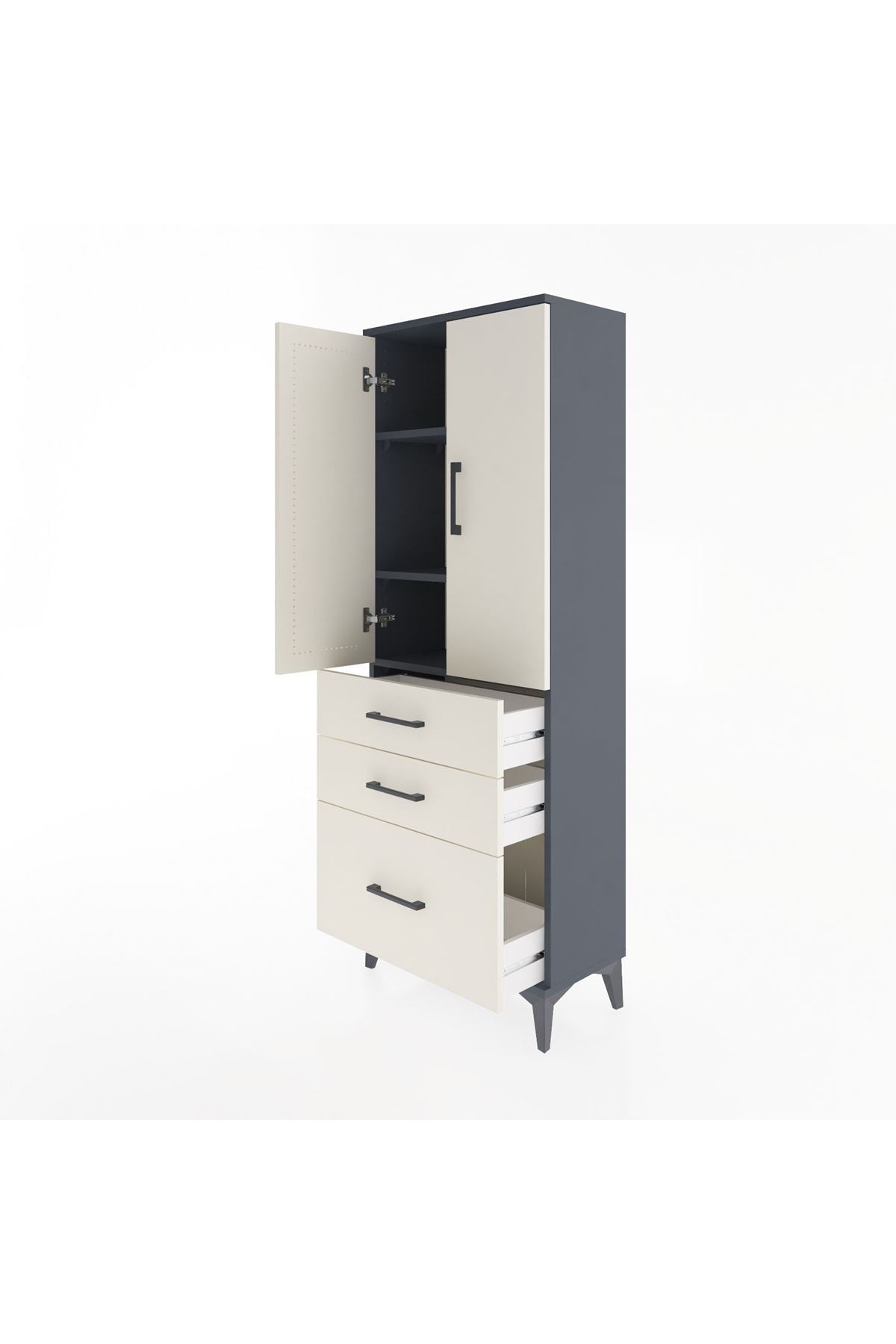 Arges Dolap 3 Raflı 3 Çekmeceli 2 Kapaklı 60x30x163 - S20M007V4A